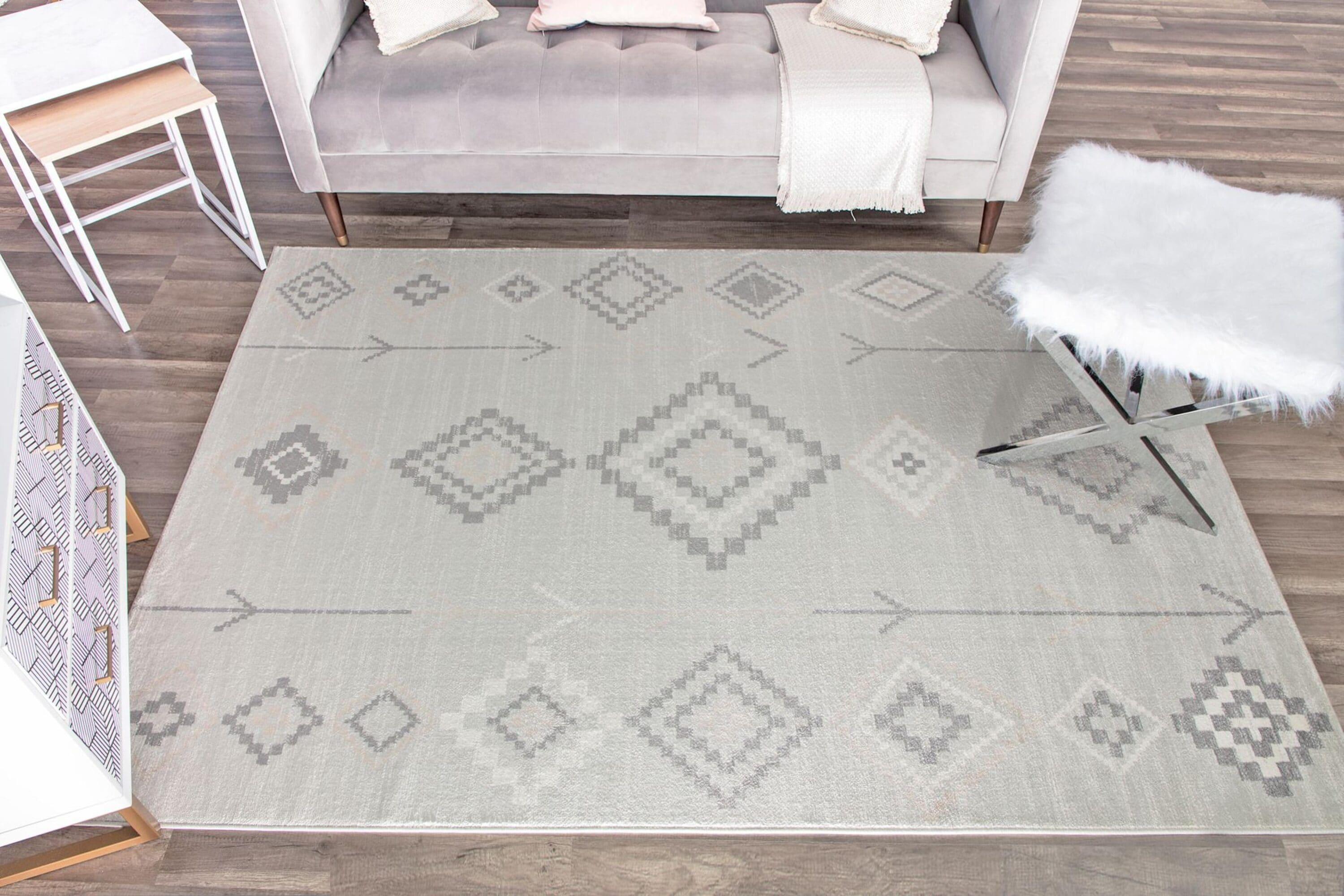 Bodrum Tribal Native Fog Area Rug
