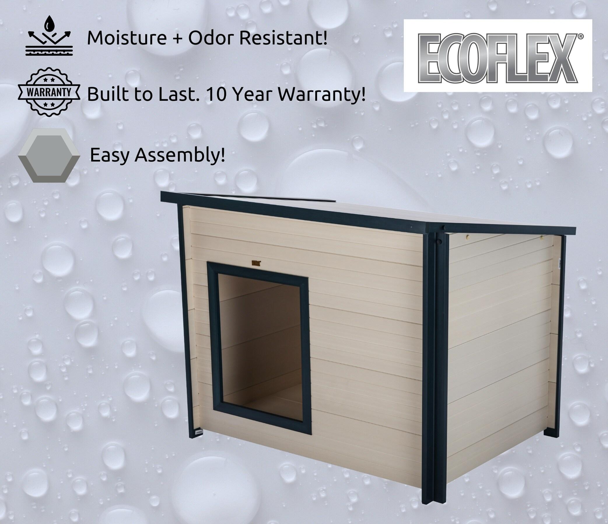 New Age Pet® ECOFLEX® Rustic Lodge Style Dog House for Medium Dogs up to 110lbs - Durable, Weatherproof, Easy to Clean Outdoor Pet Shelter with Elevated Floor for Enhanced Ventilation, Quick Assembly