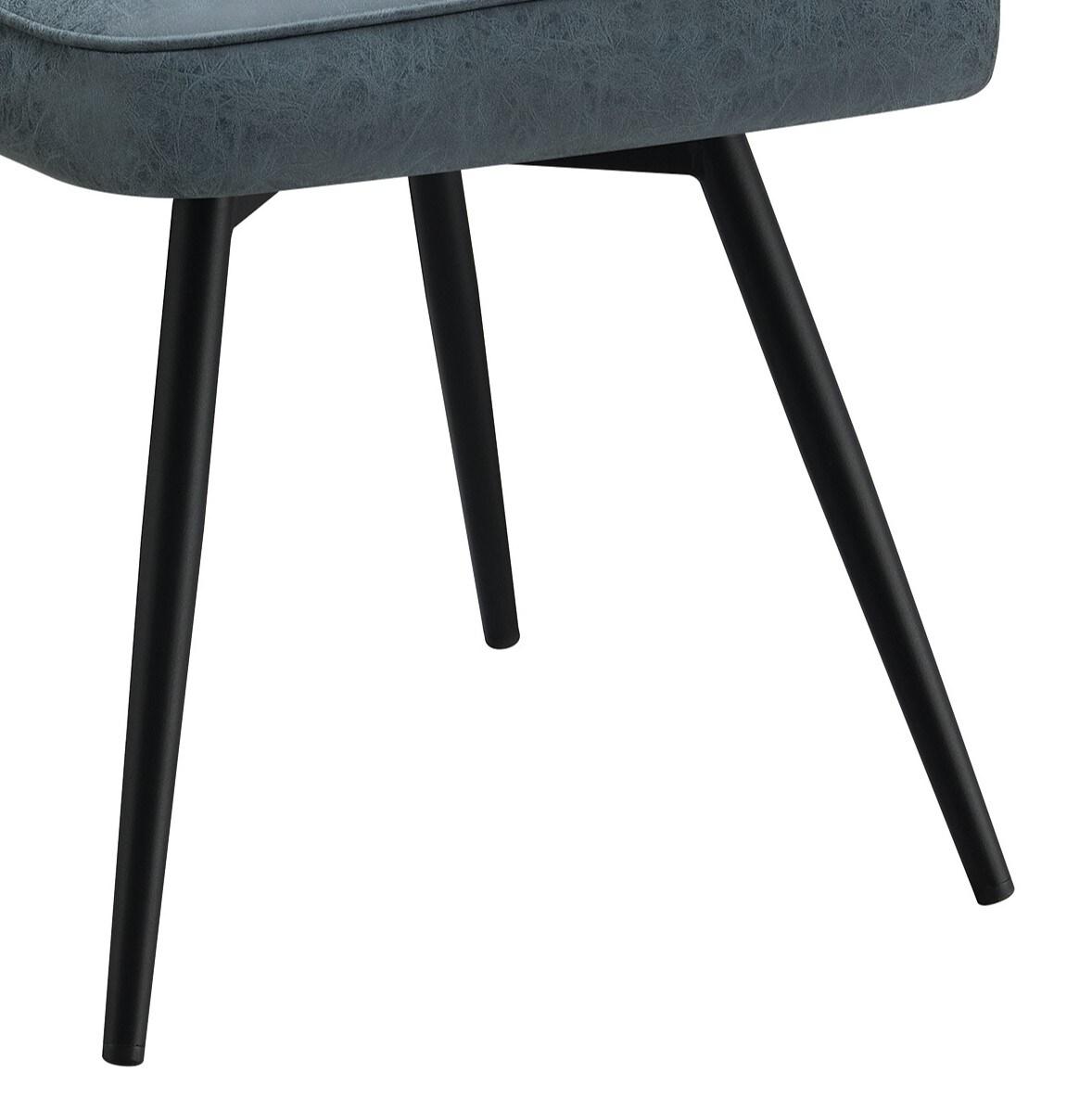 OSP Home Martel Faux Leather Swivel Chair with Black Legs in Navy