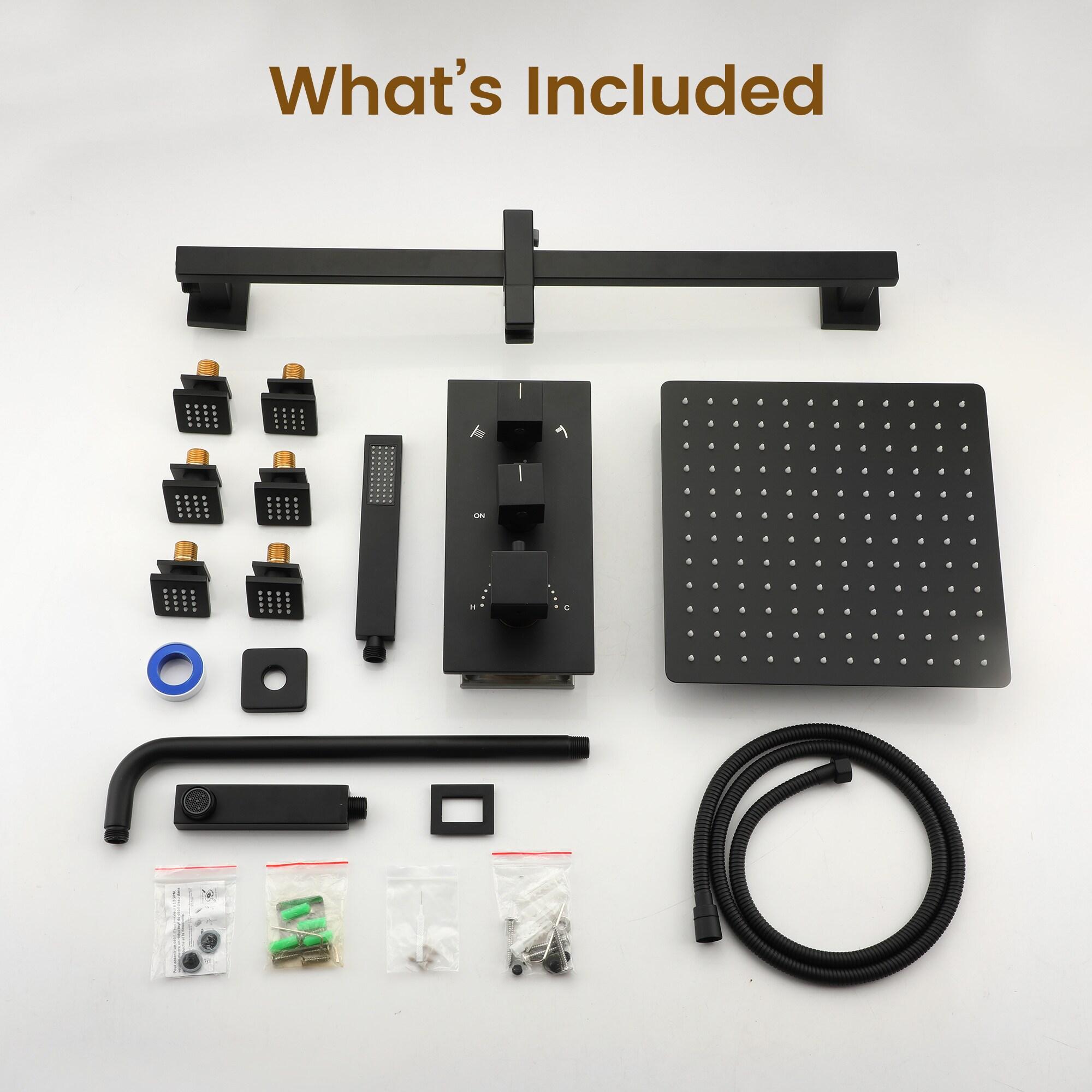 Matte Black Stainless Steel Wall Mounted Shower System with Body Jets