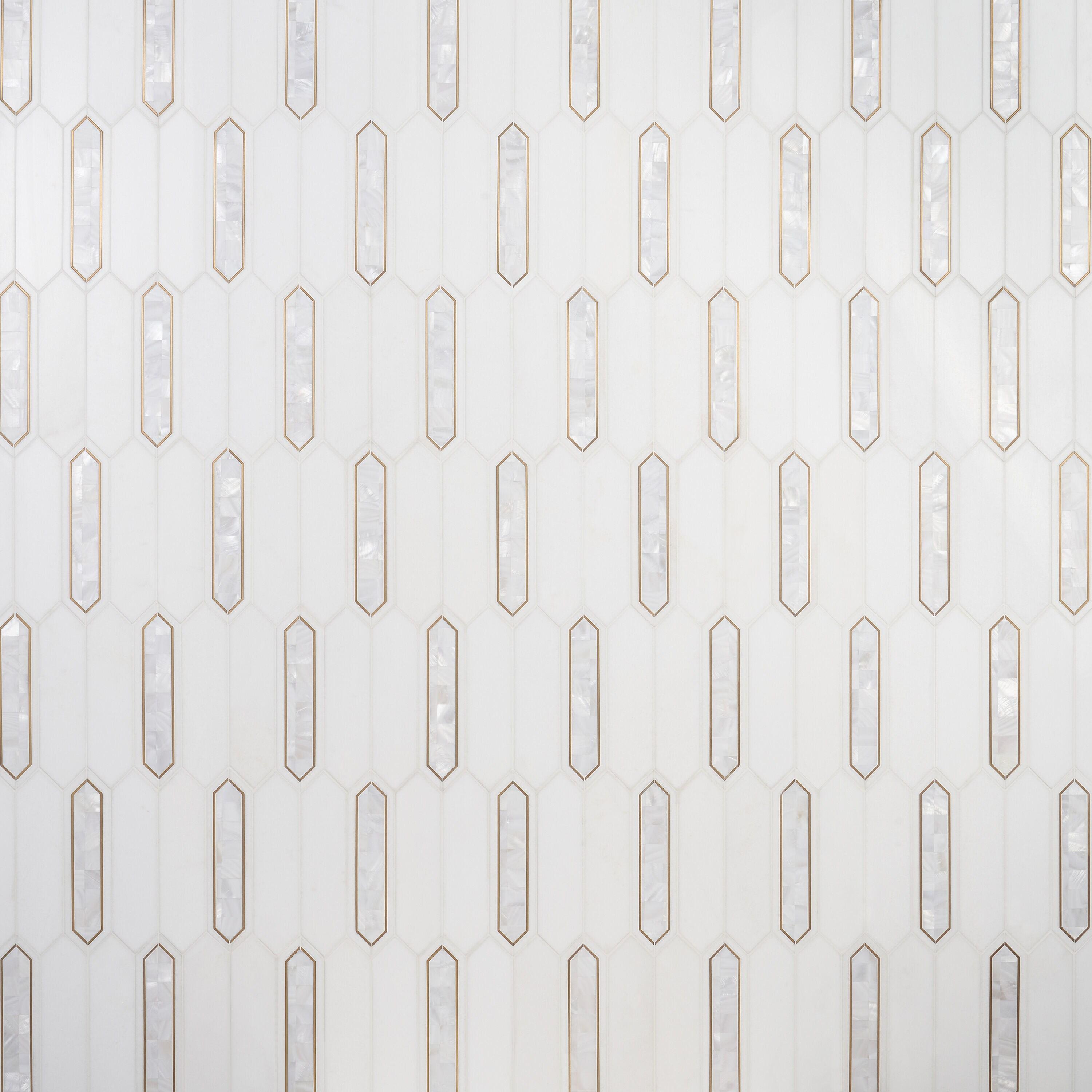 Zip 11.65'' W x 13.62'' L Marble and Brass Mosaic Tile (1.1 Sq. Ft. / Sheet)