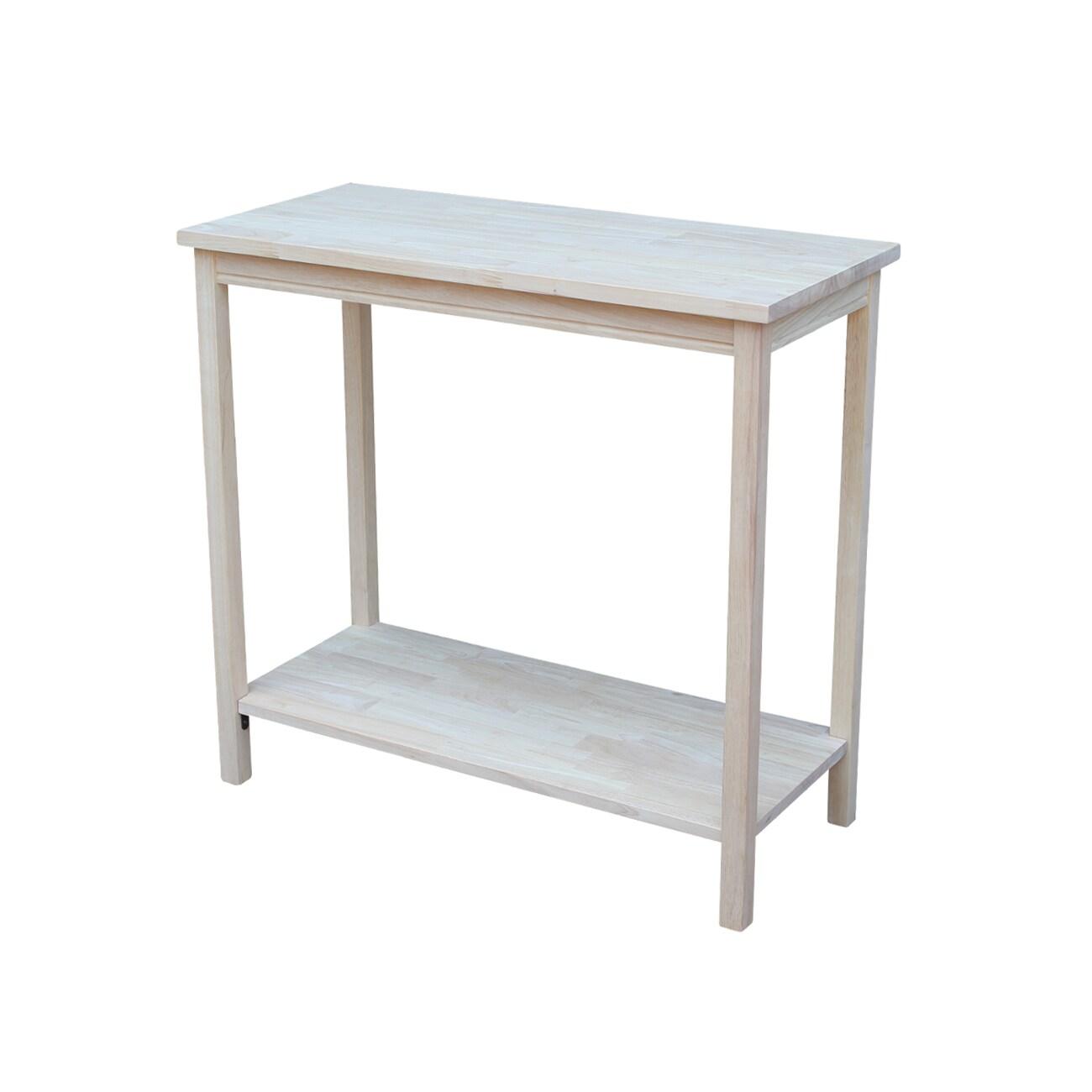 International Concepts 29" Rectangular Portman Accent Table Unfinished : Hardwood Furniture, Fixed Shelf, Dry Dust Care