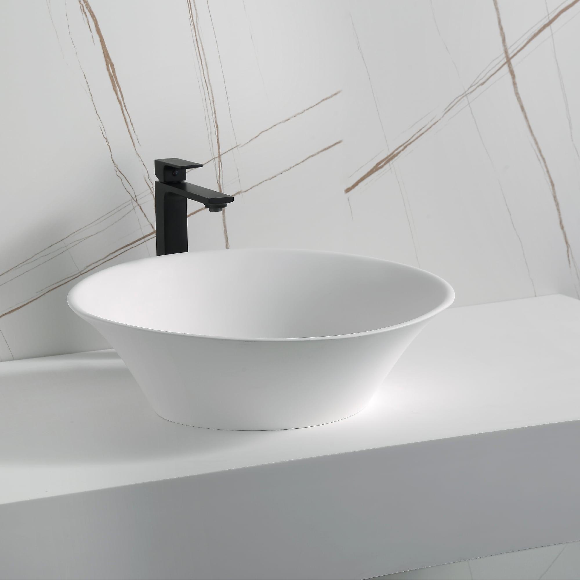 Karran Quattro 20-5/8'' X 17'' Matte White Acrylic Oval Vessel Sink