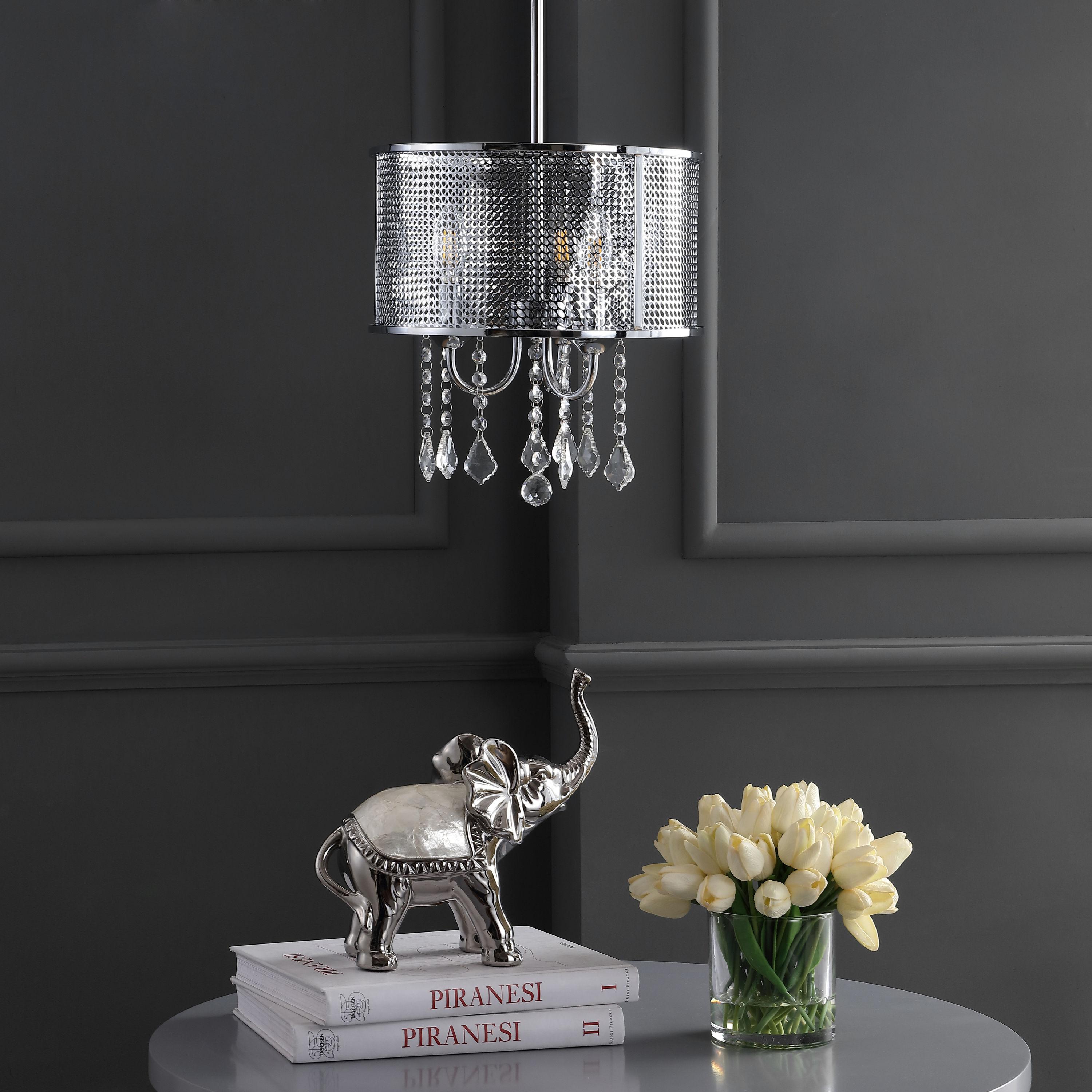 Avah 13" Chrome Polished Crystal Globe LED Pendant