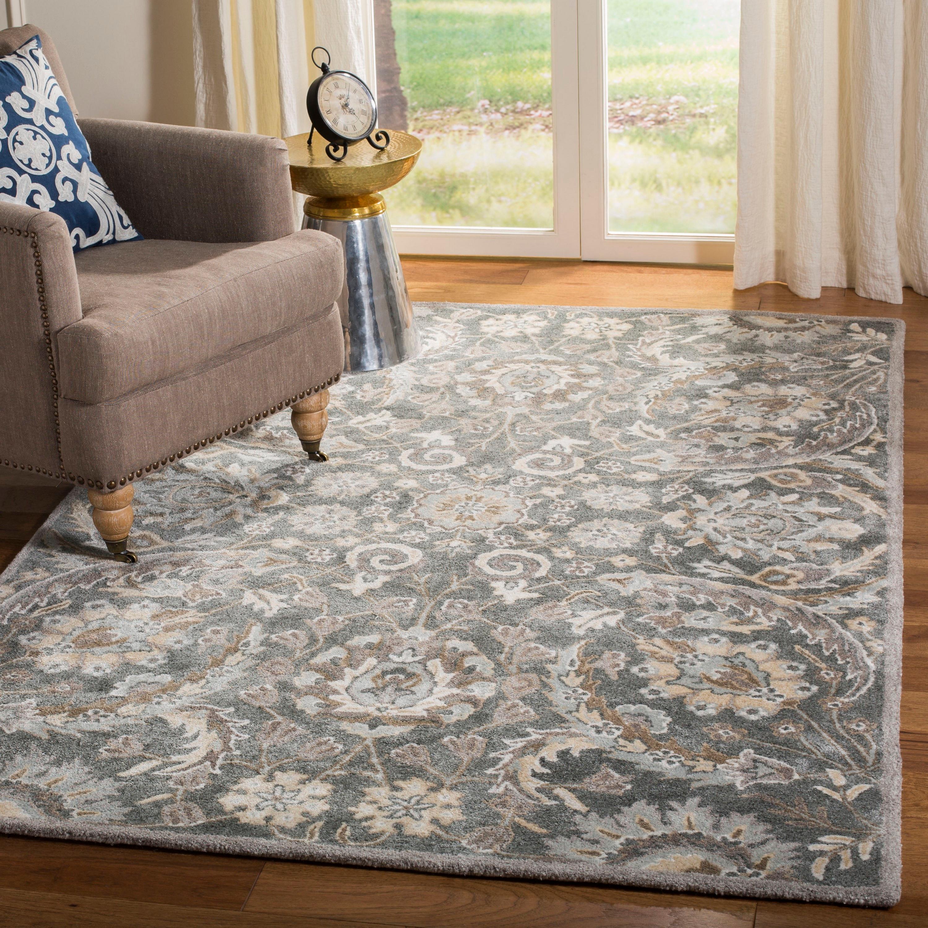 Bella BEL923 Hand Tufted Area Rug - Grey/Multi - 5'x5' - Safavieh.