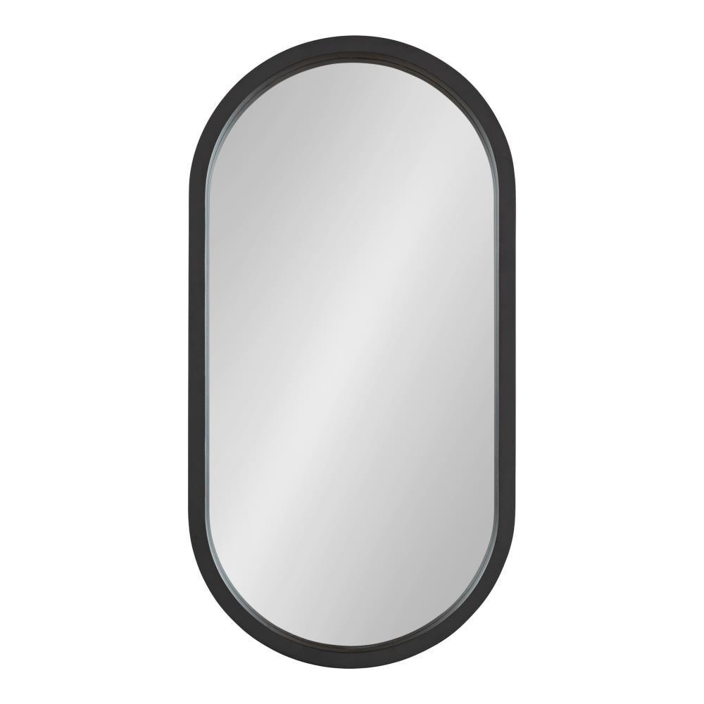 Kate & Laurel All Things Decor 12"x24" Travis Oval Wall Mirror Black: Modern Style, MDF Frame, No Assembly Required