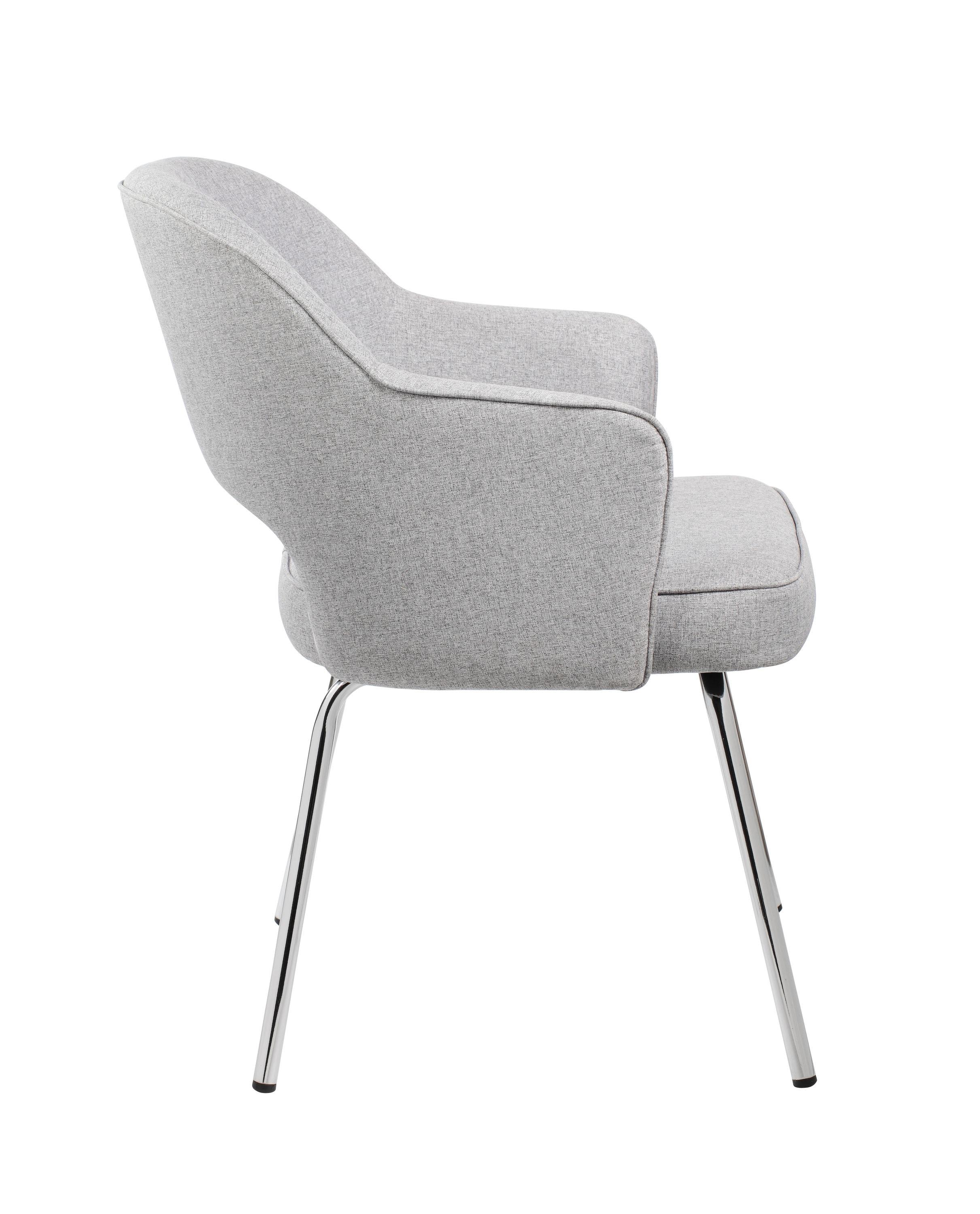 Guest Chair Gray Linen - Boss Office Products: Chrome Base, Mid-Century Modern, 275lbs Capacity