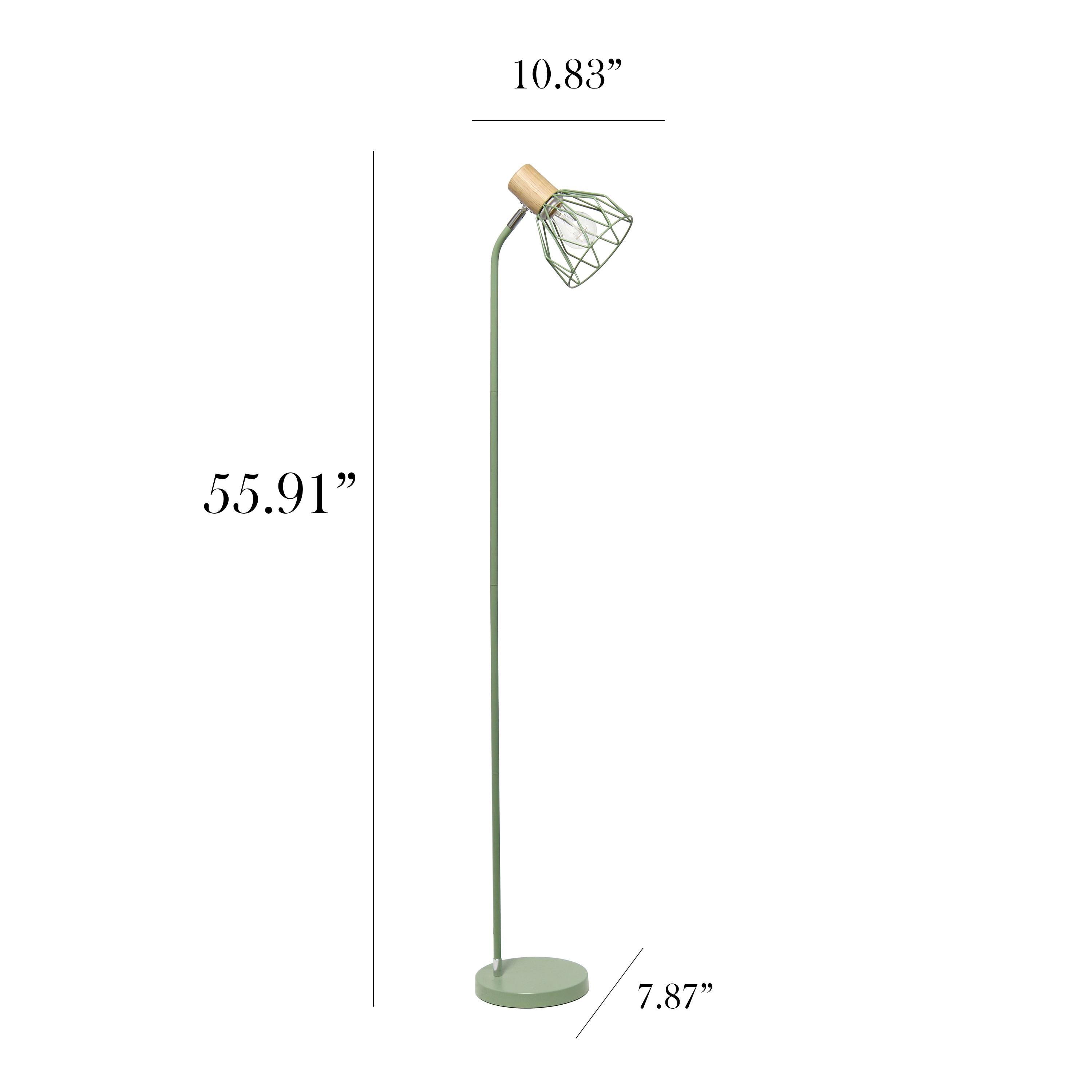 Simple Designs 55.91" Industrial Farmhouse Fusion Adjustable Cage Wire Accent Floor Lamp Gray