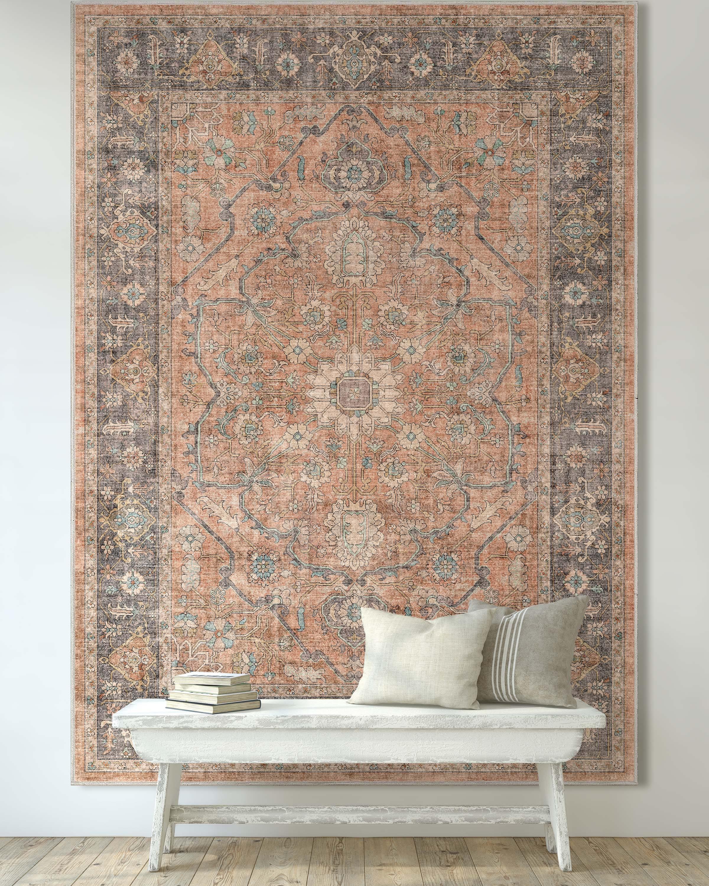 Kehr Antigua Vintage Persian Oriental Coral Flat-Weave Rug