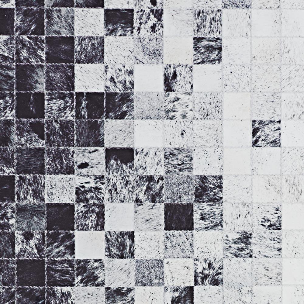 Couristan Prairie Hygee Blocks Coal-Ice Caps Printed Faux Cowhide Area Rug 