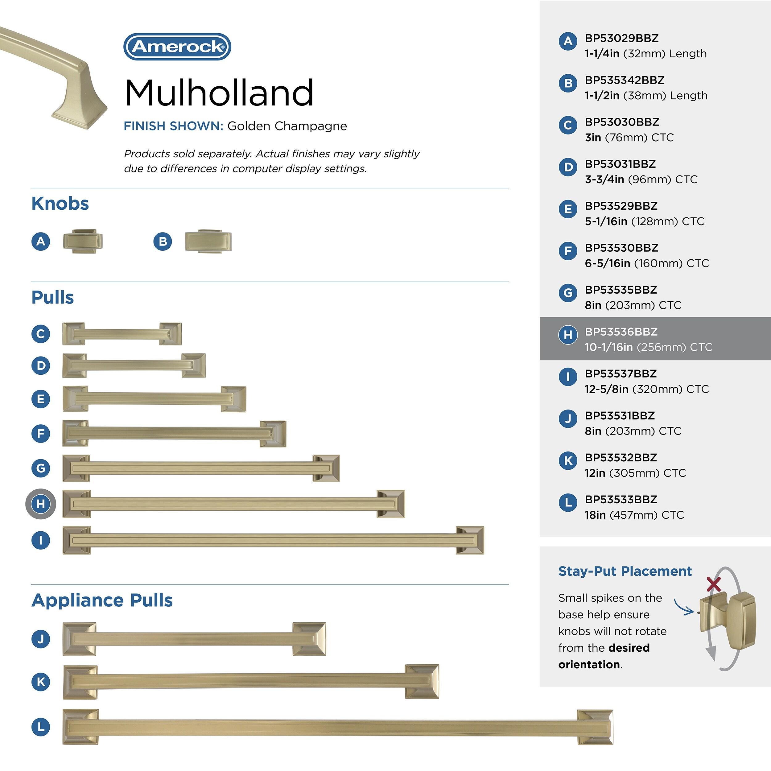 Mulholland 10-1/16 in (256 mm) Center-to-Center Cabinet Pull