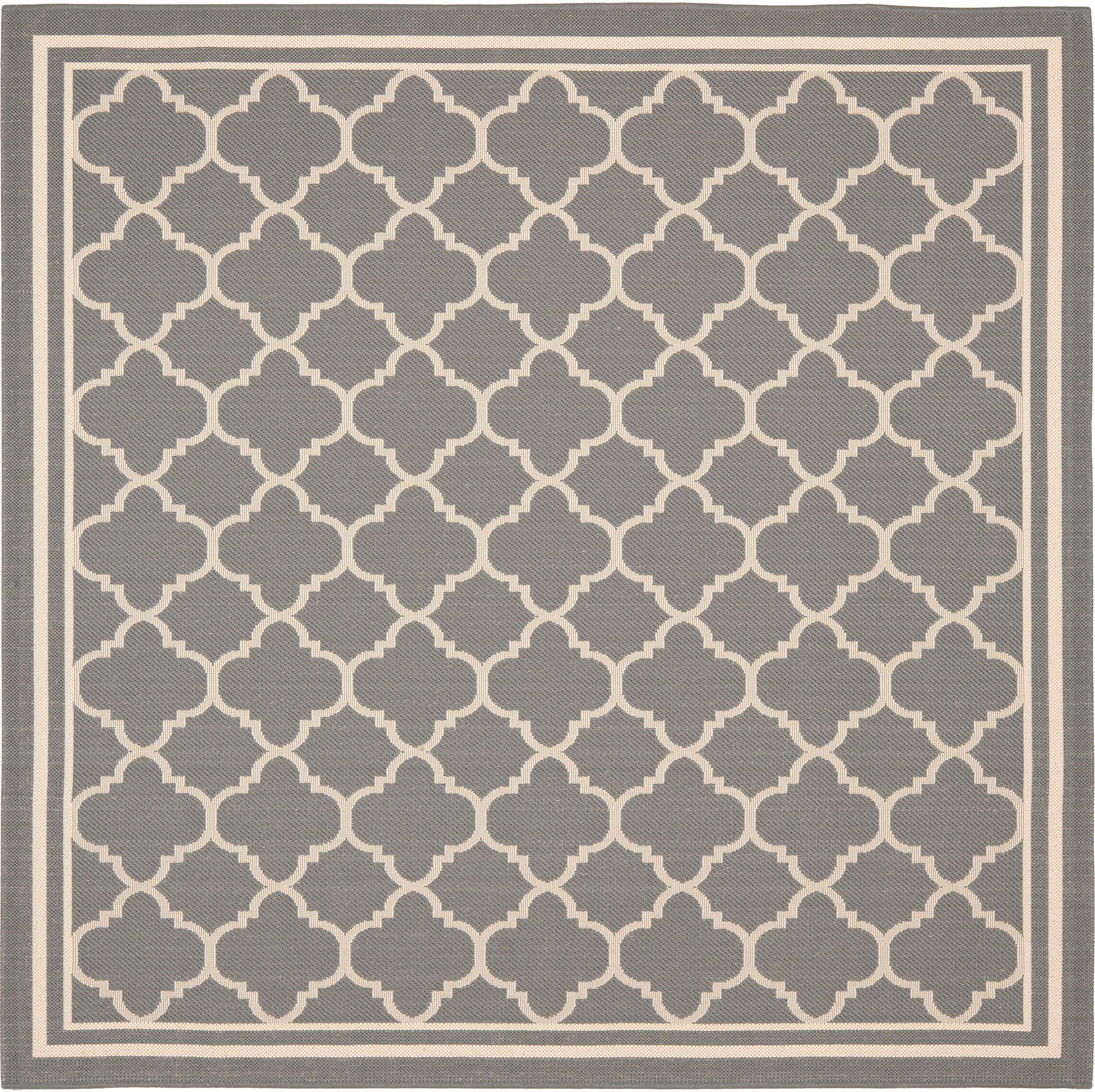 Courtyard CY6918 Power Loomed Indoor/Outdoor Area Rug - Anthracite/Beige - 4'x4' - Safavieh.