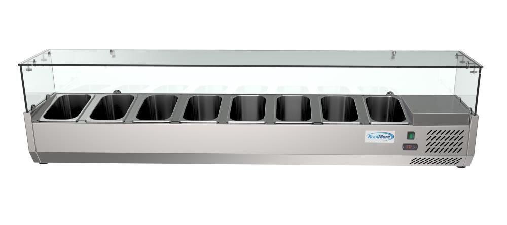 KoolMore 71 in. Eight Pan Refrigerated Countertop Condiment Prep Station
