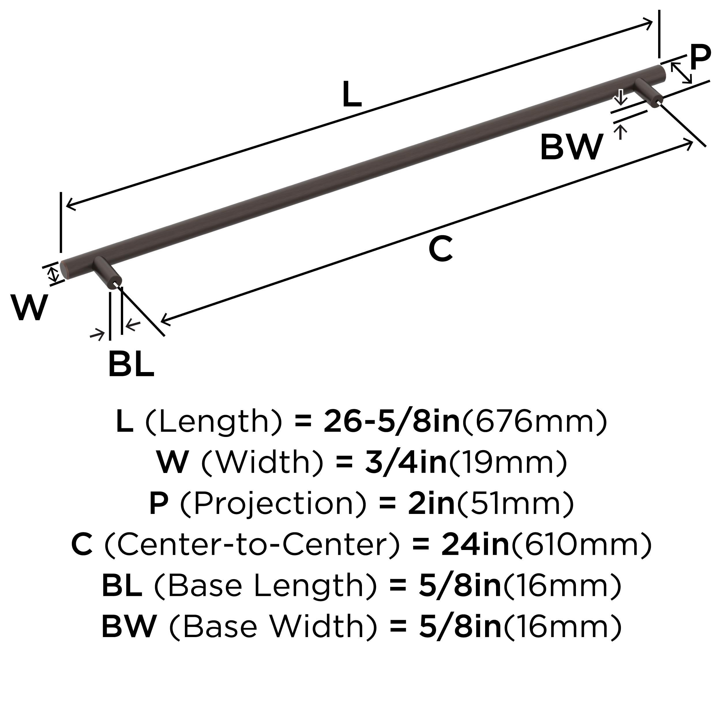 Amerock Bar Pulls 24 inch (610mm) Center-to-Center Oil-Rubbed Bronze Appliance Pull