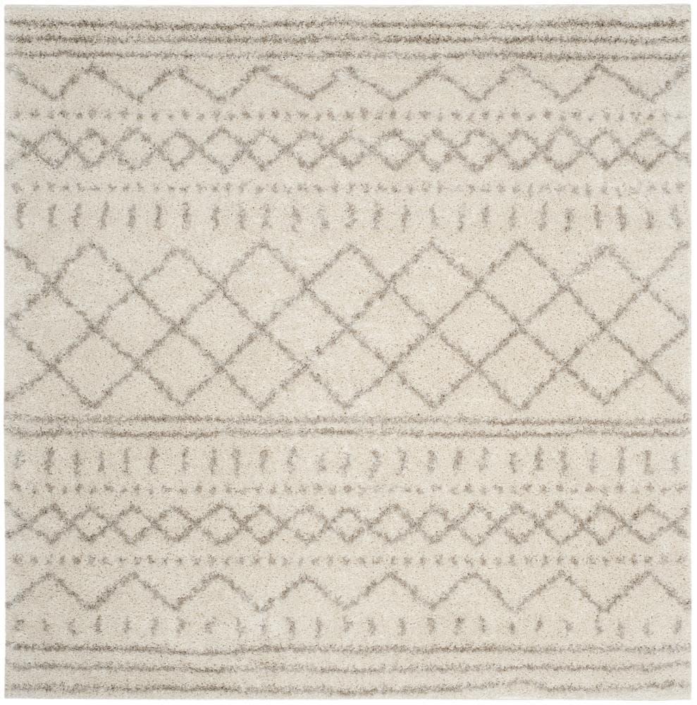 Arizona Shag ASG741 Power Loomed Indoor Area Rug - Ivory/Beige - 6'7"x6'7" - Safavieh