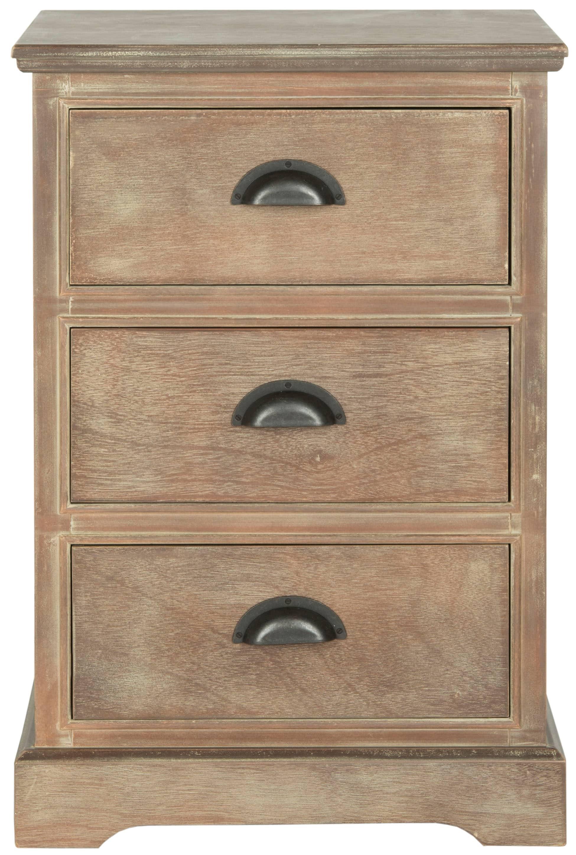 Griffin 3 Drawer Side Table - Sepia - Safavieh.