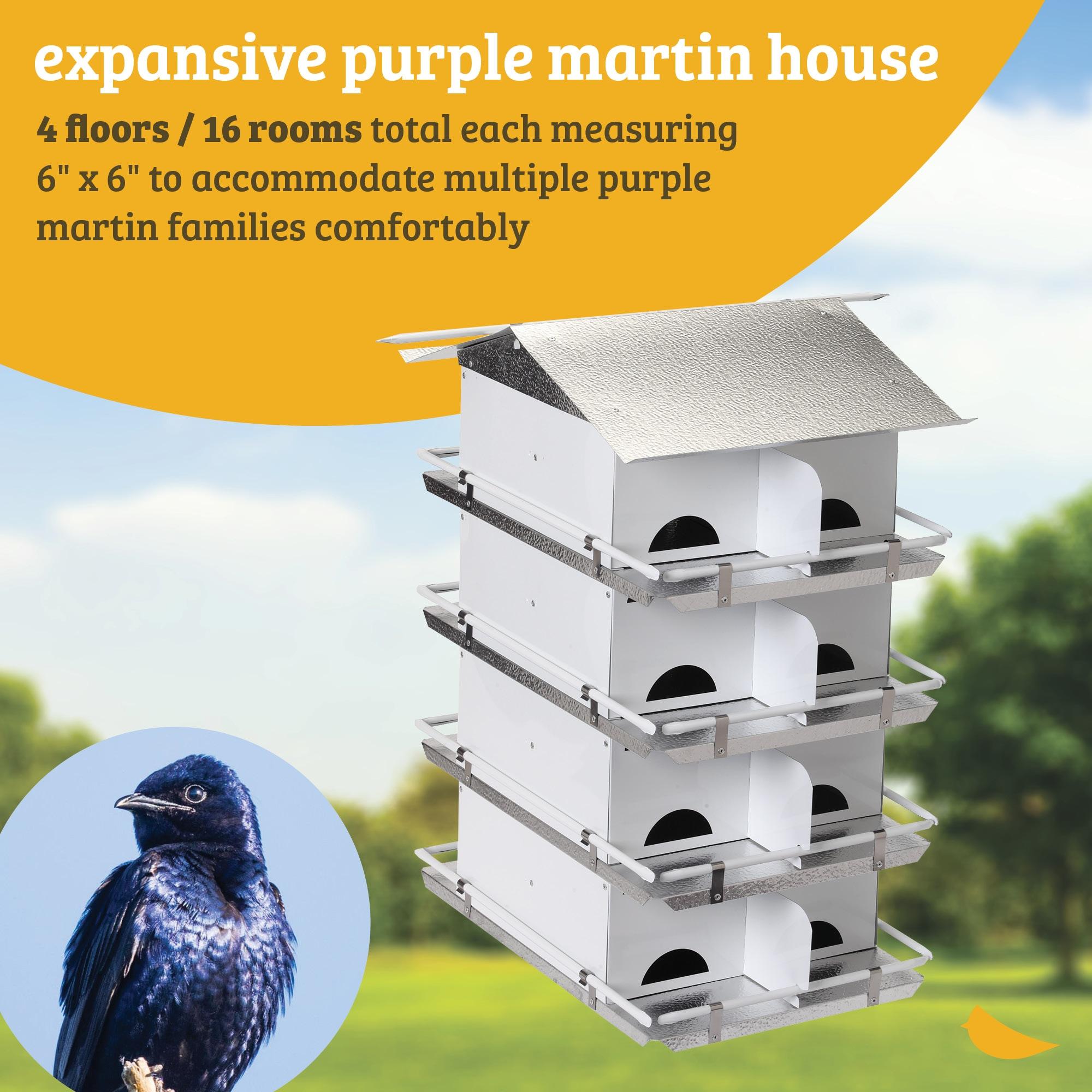 Purple Martin House with Starling Resistant Entrance Holes 4 Floor 16 Room Unassembled