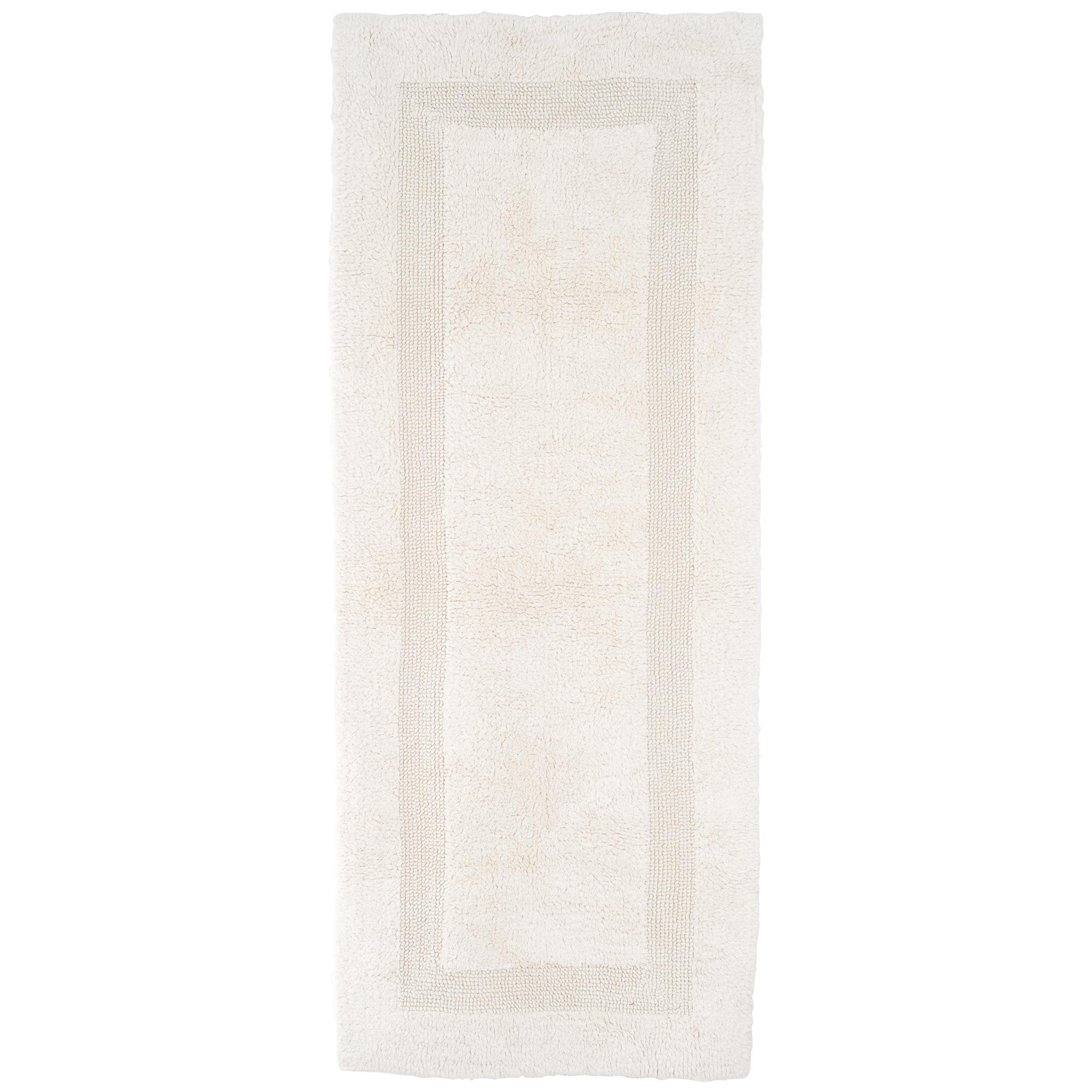 Hastings Home Plush Cotton Bath Mat/ Long Reversible Bathroom Runner - 24" x 60" - Ivory