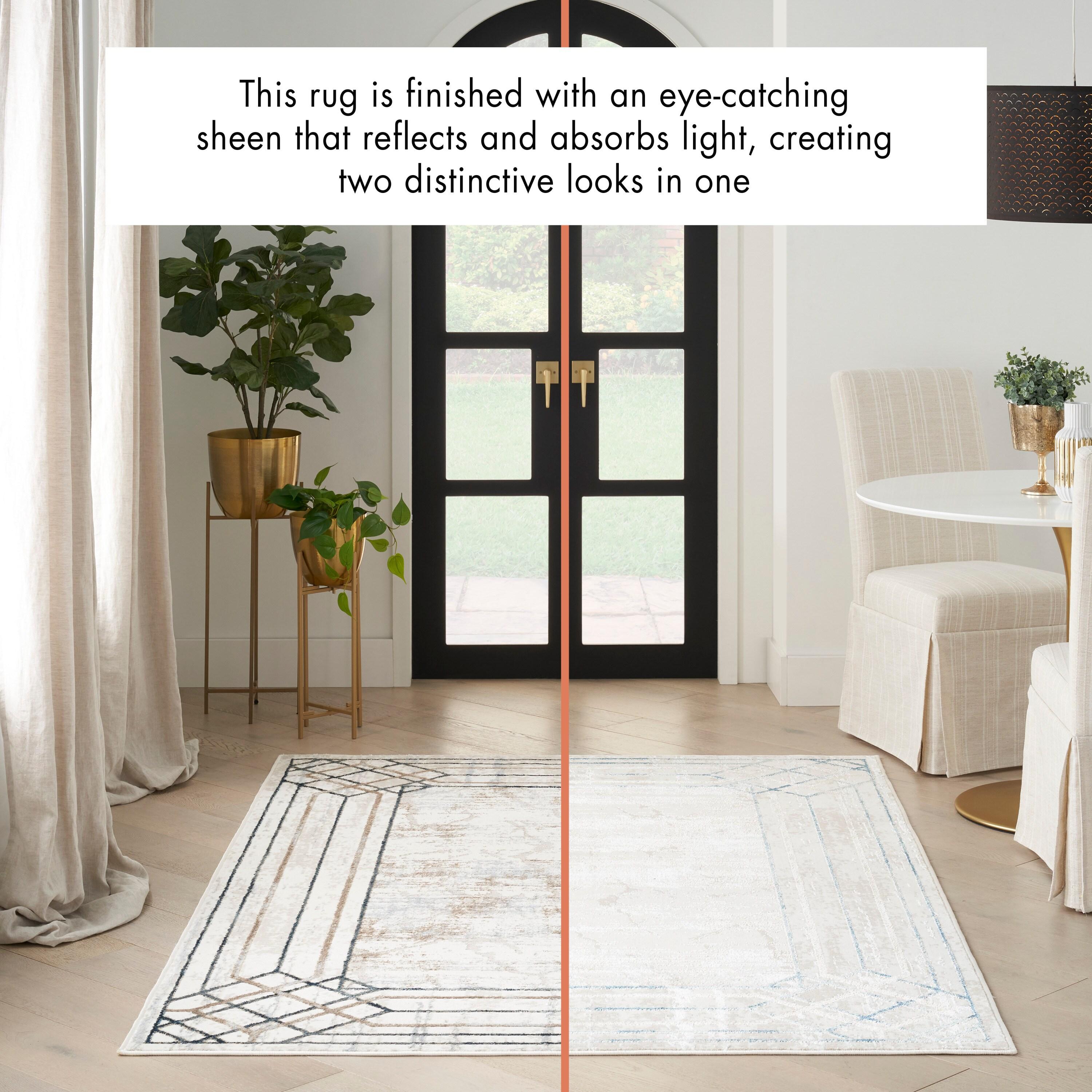 Nourison Glam 5'3" x 7'3" Ivory/Taupe Mid-Century Modern Indoor Rug