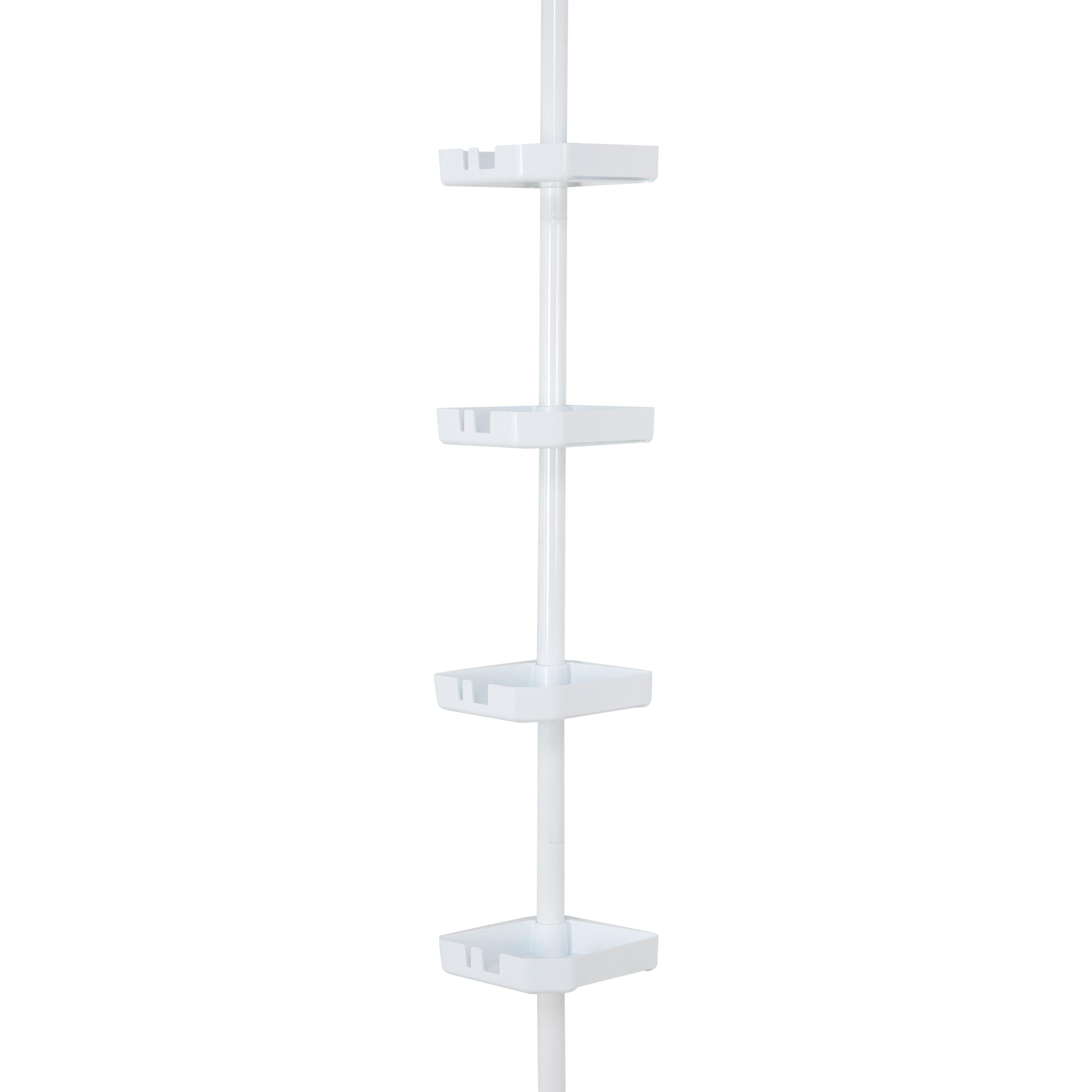 Bath Bliss 4 Tier Tension Corner Shower Organizer Caddy White