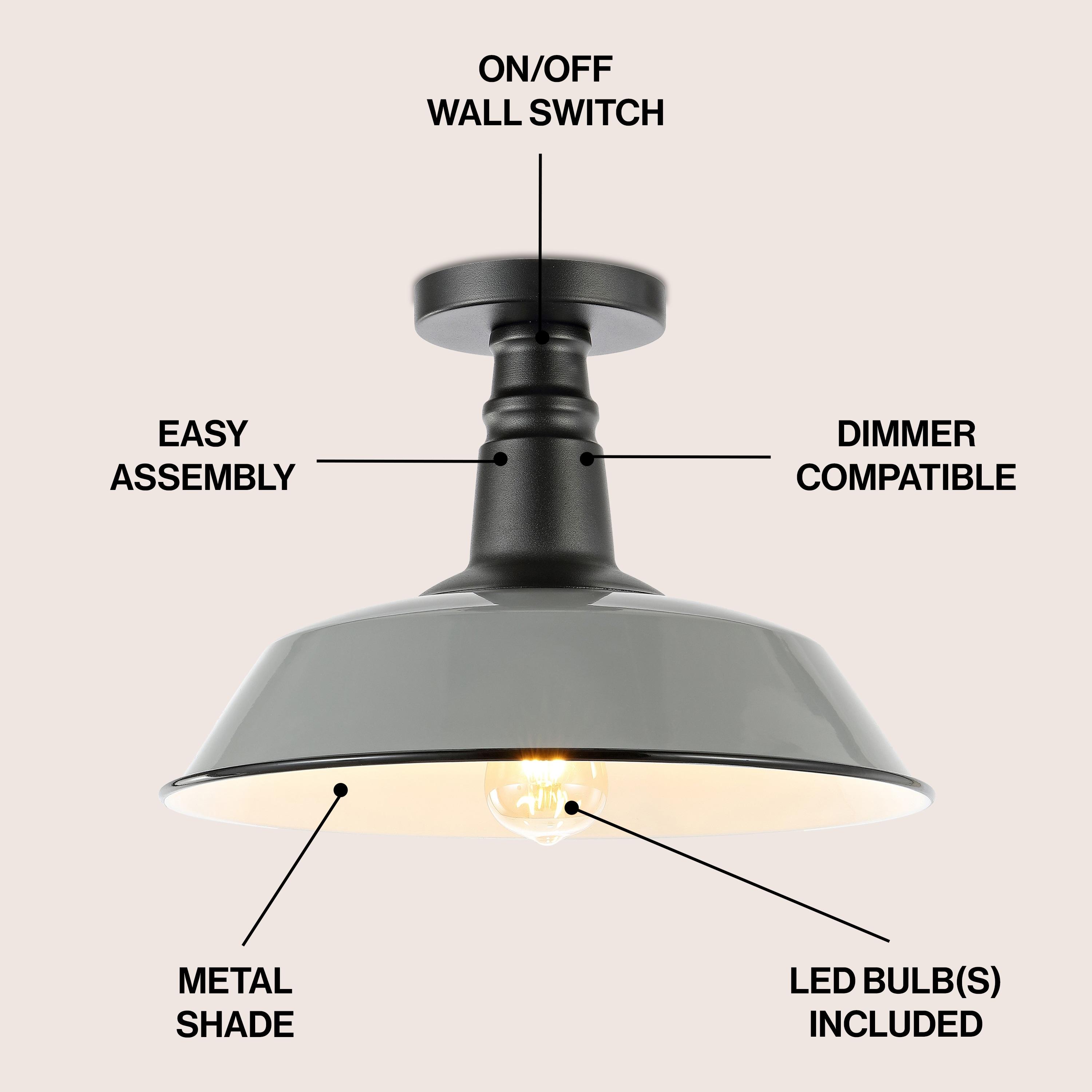 Gray and White Glass Industrial Semi Flush Mount Light