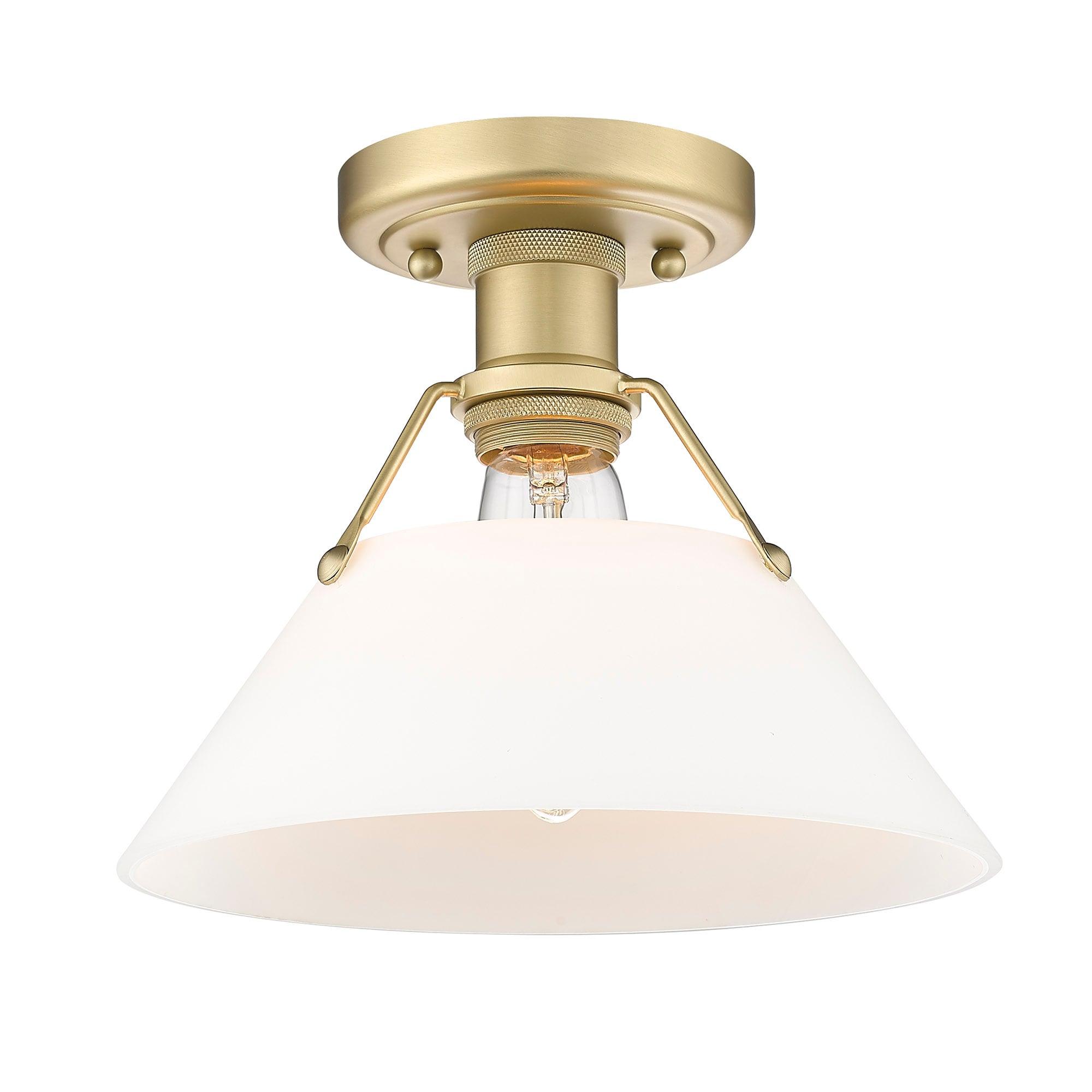 Golden Lighting Orwell 1-Light Flush Mount in Brushed Champagne Bronze with Opal Glass