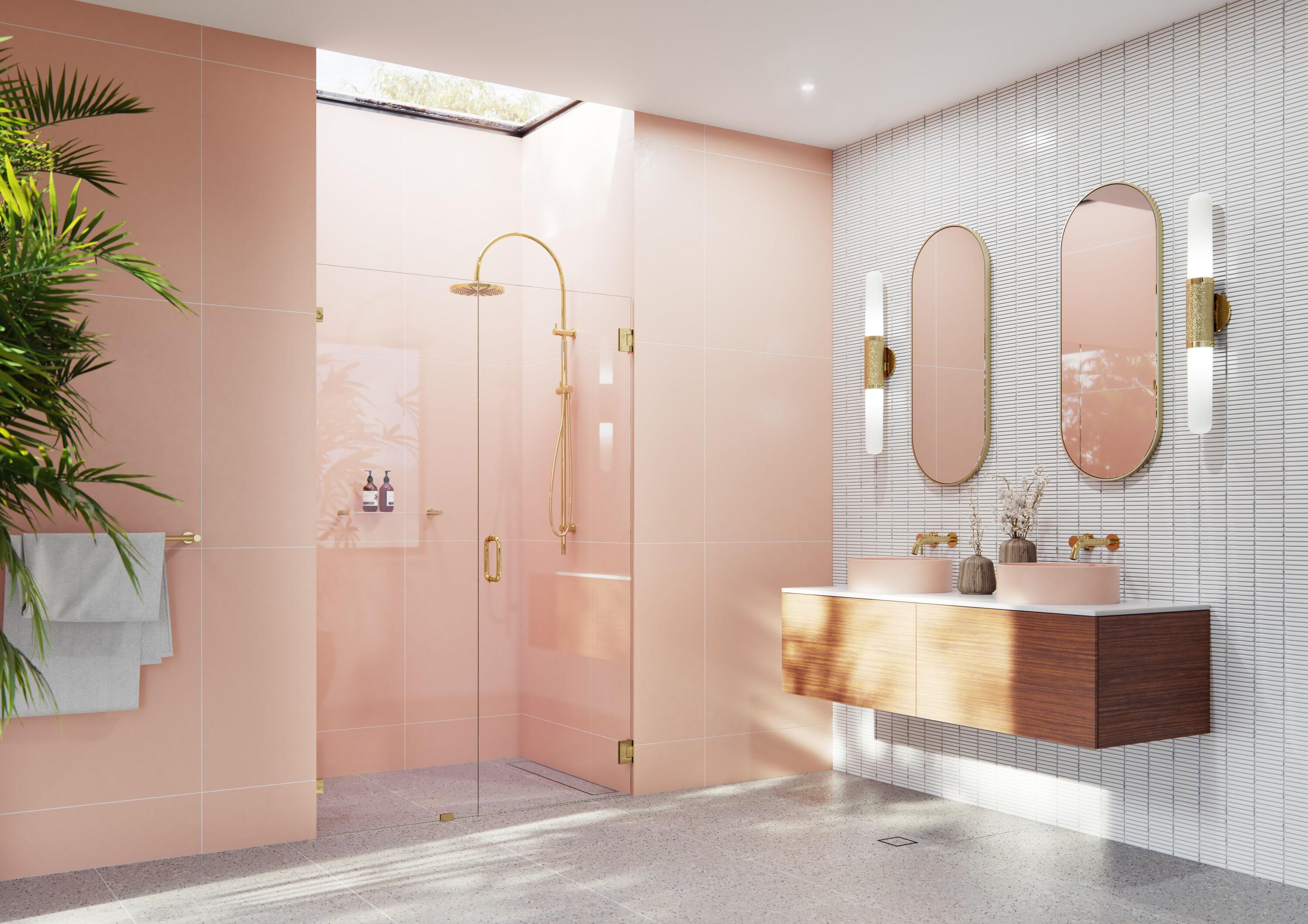 Glass Warehouse Illume 46 in. x 78 in. Fully Frameless Wall Hinge Shower Door GW-WH-46-PB