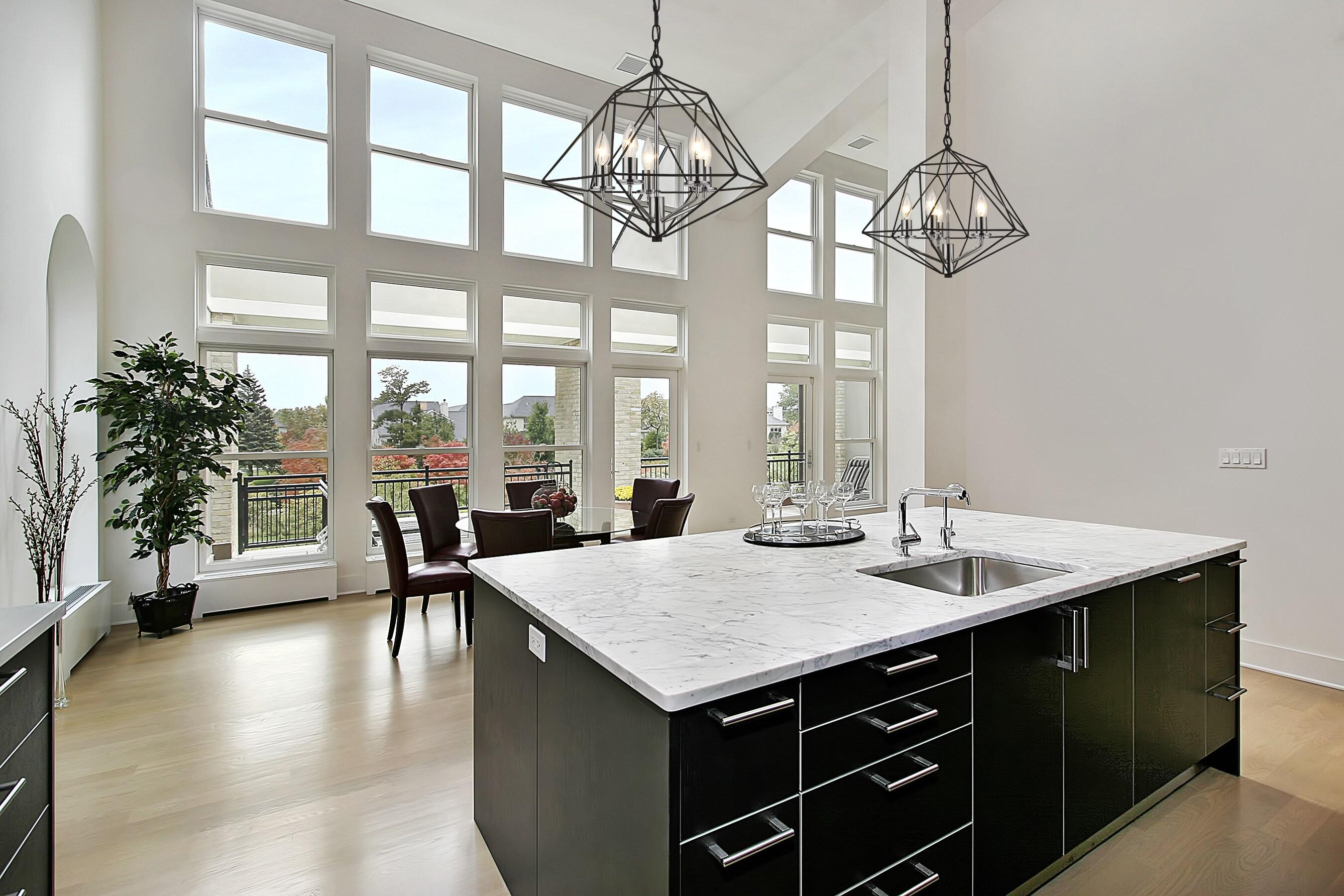 Z-Lite Geo 3 - Light Chandelier in  Matte Black/Chrome