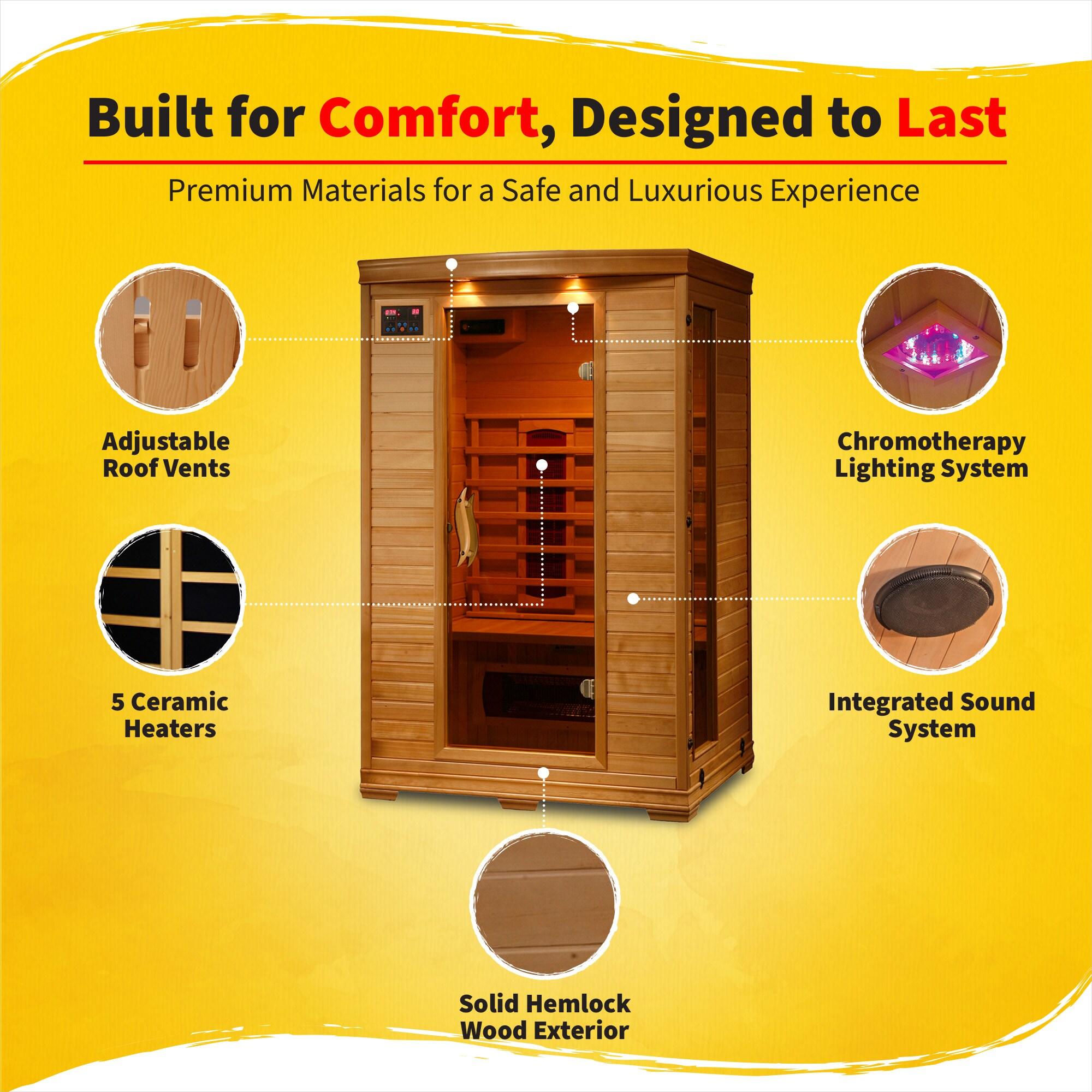 Heatwave 2-Person Hemlock Infrared Sauna with 5 Ceramic Heaters