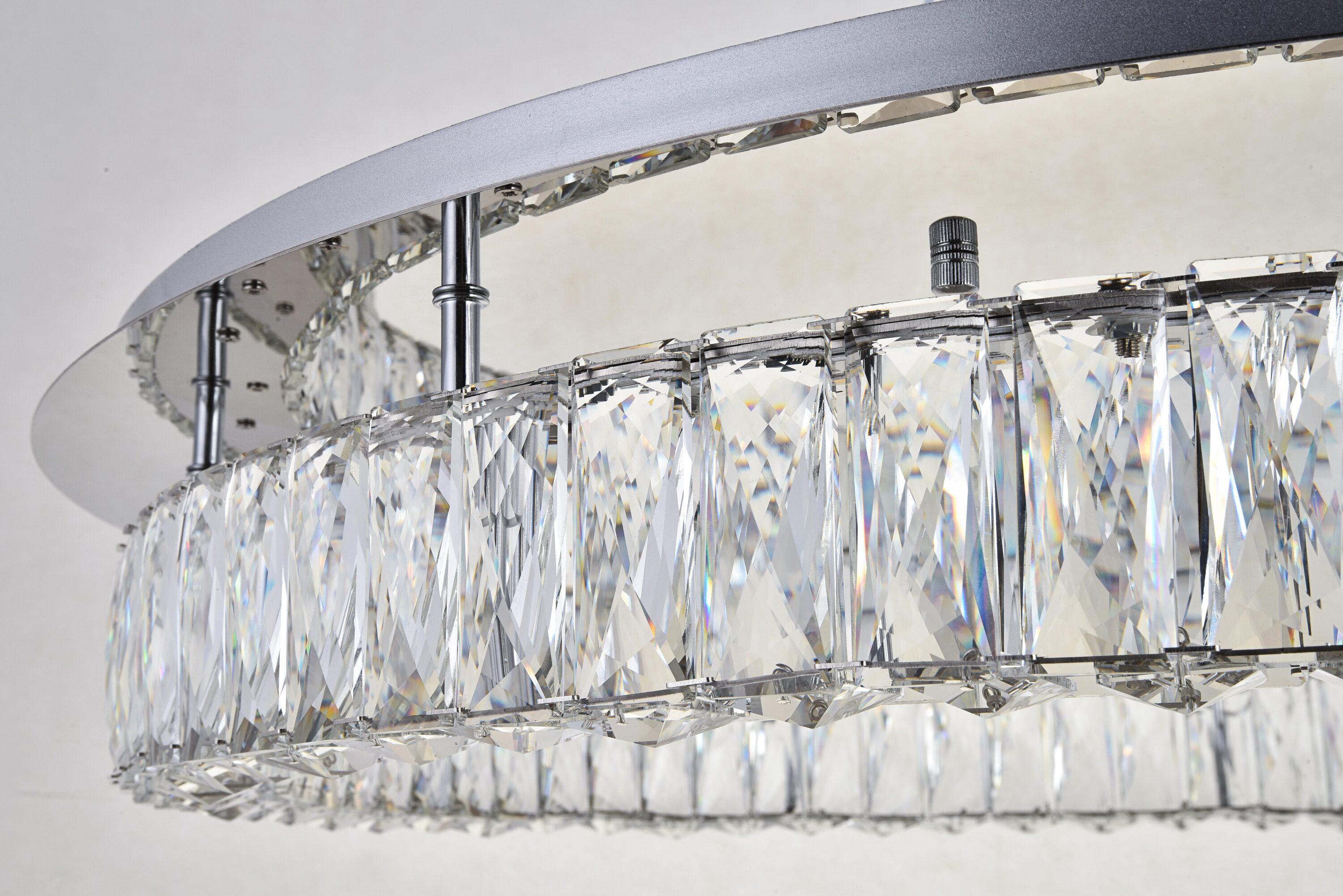 Monroe LED light Chrome Flush Mount Clear Royal Cut Crystal
