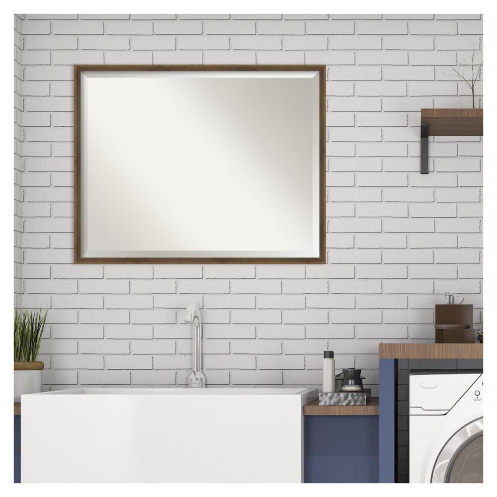 29" x 23" Bronze Beveled Wood Bathroom Vanity Mirror