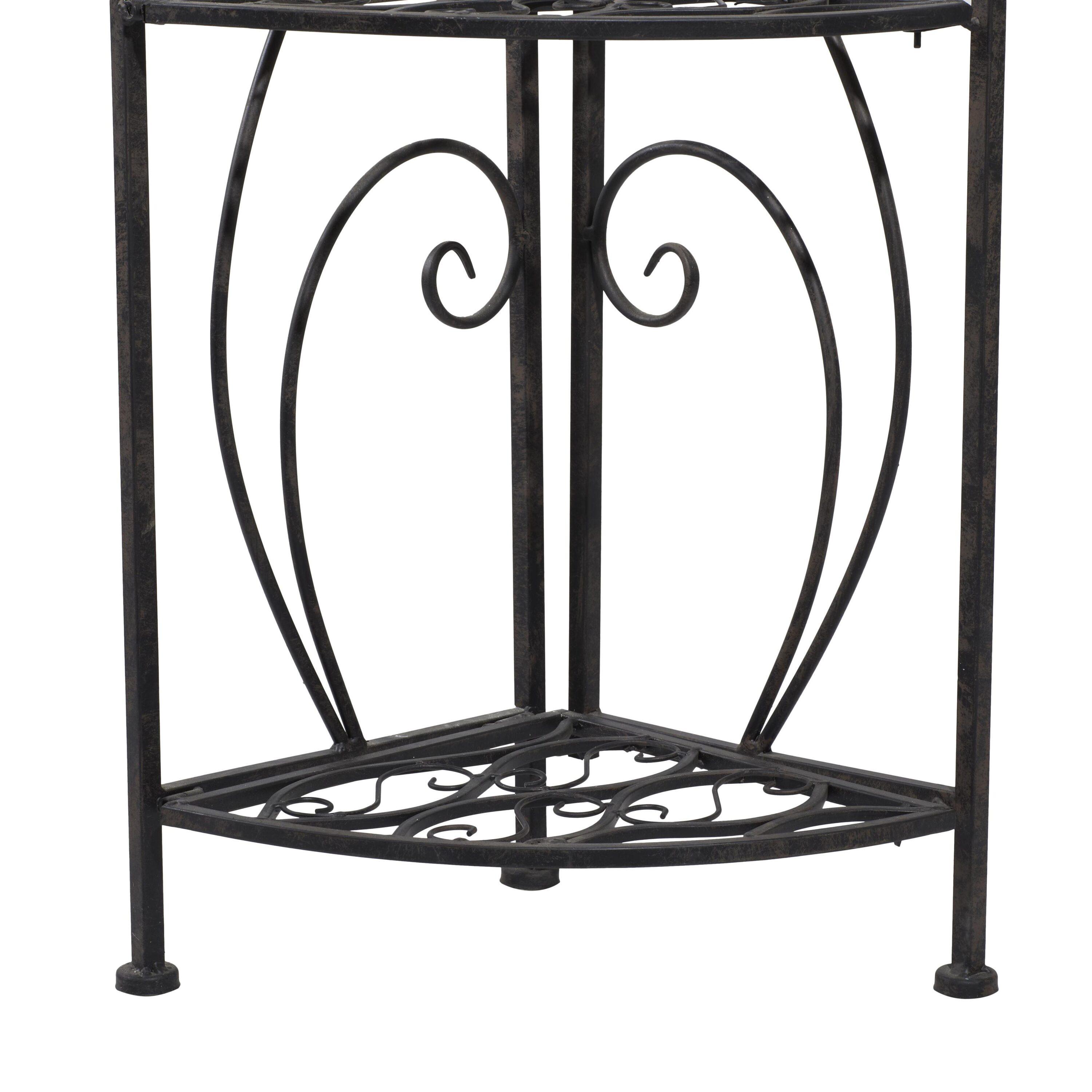 DecMode 17" x 60" Black Metal Scroll Indoor Outdoor Tall Folding 4 Shelves Bakers Rack, 1-Piece