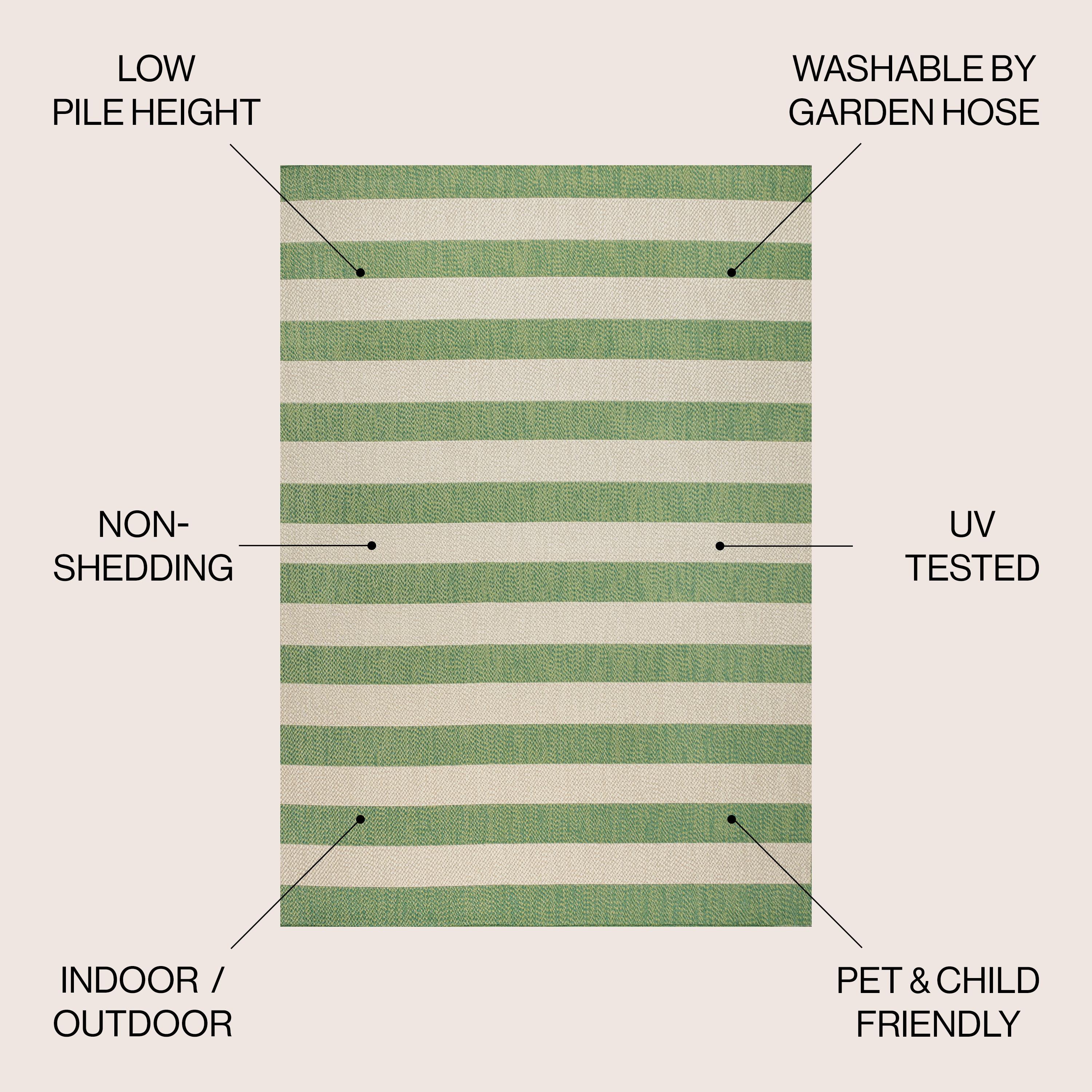 4' x 6' Negril Two-Tone Wide Stripe Indoor/Outdoor Area Rug, Green/Cream - JONATHAN Y