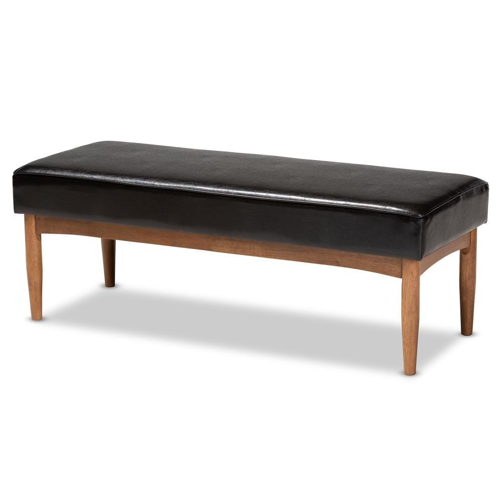 Arvid Faux Leather Upholstered Wood Dining Bench Dark Brown/Walnut - Baxton Studio