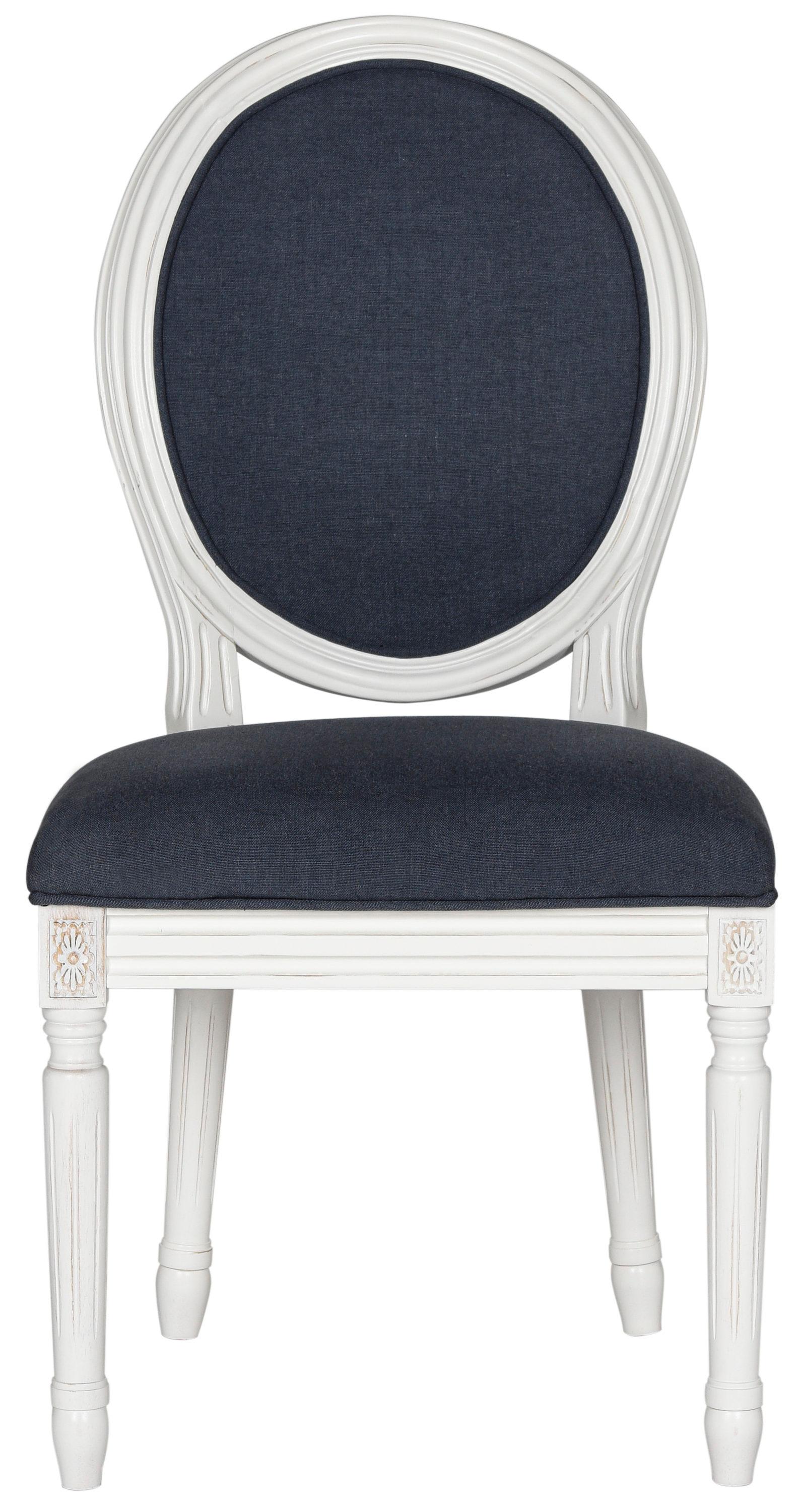 Holloway 19''H French Brasserie Oval Side Chair (Set of 2) - Navy/Cream - Safavieh