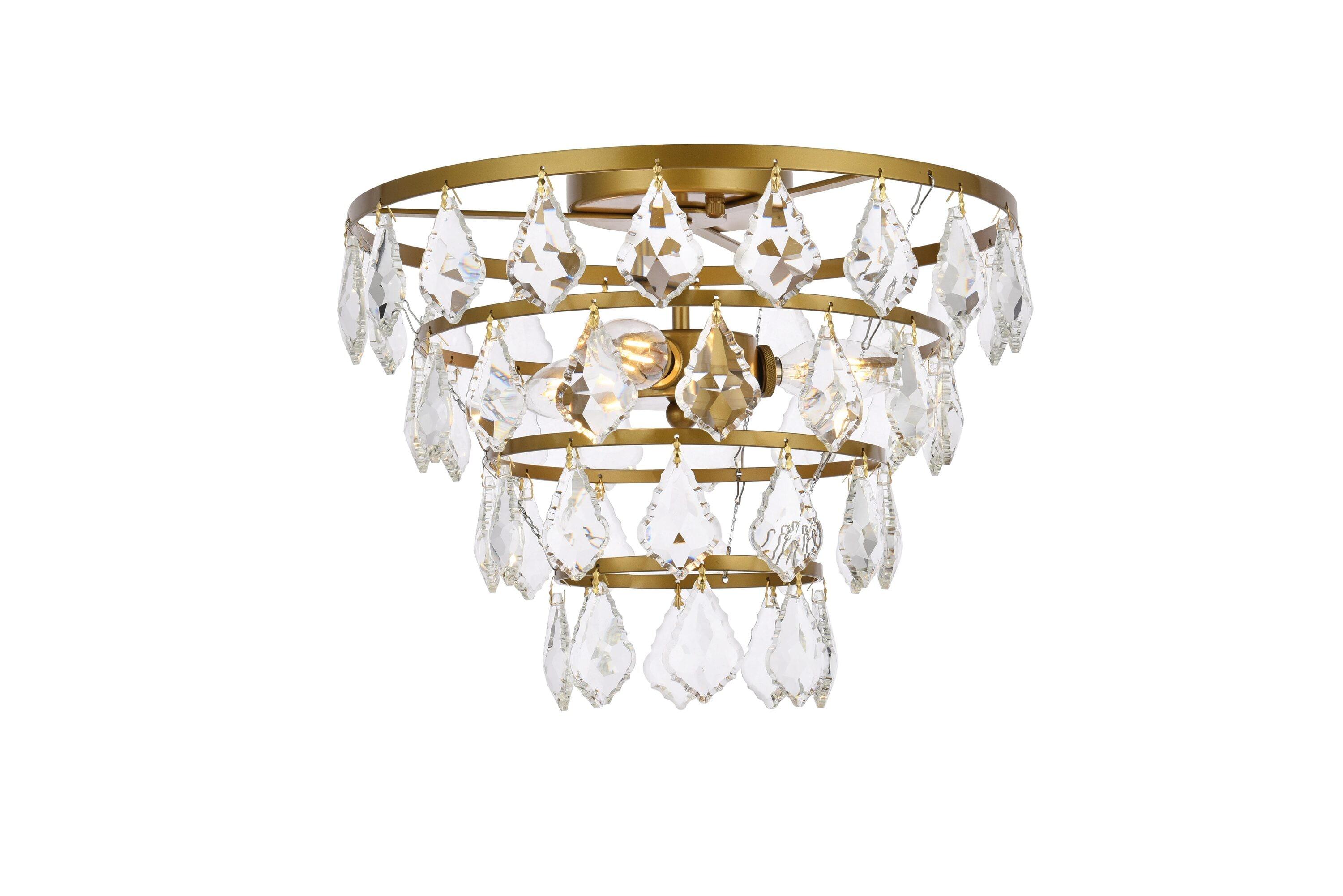 Elegant Lighting Ella 14 inch flush mount in brass