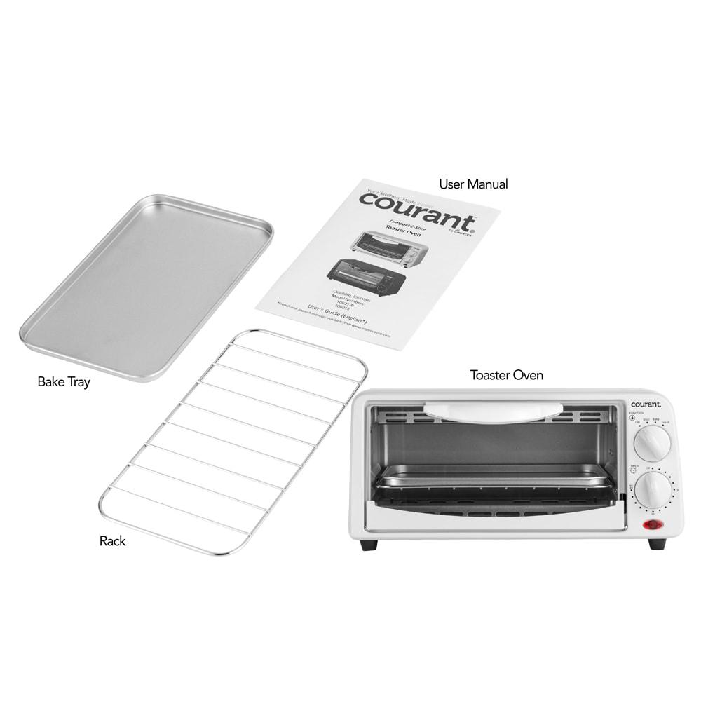 Courant Compact 2-Slice Oven with Toast, Broil & Bake Functions, 650 Watts