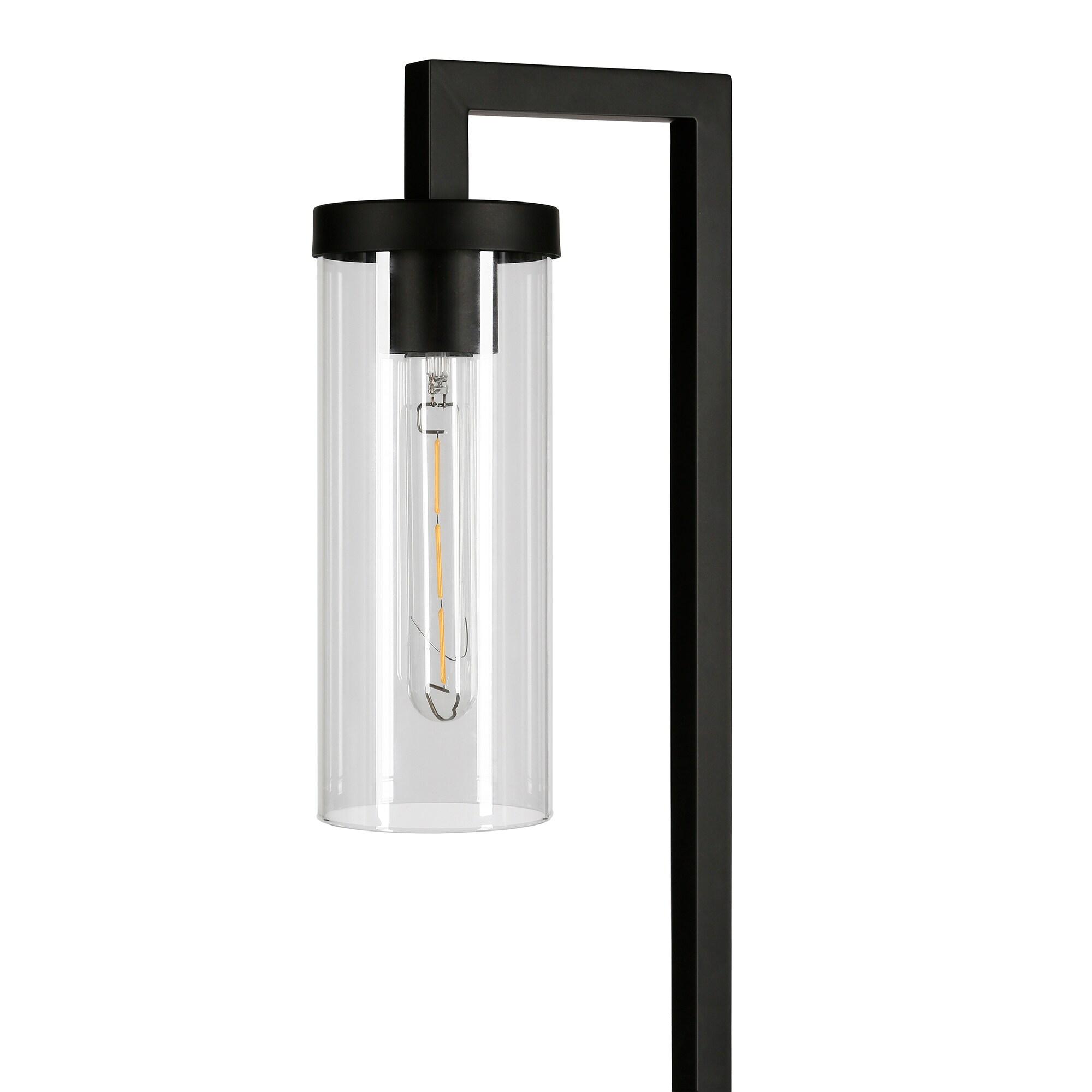 Evelyn&Zoe Lámpara de Mesa Moderna de Metal con Pantalla de Vidrio Transparente