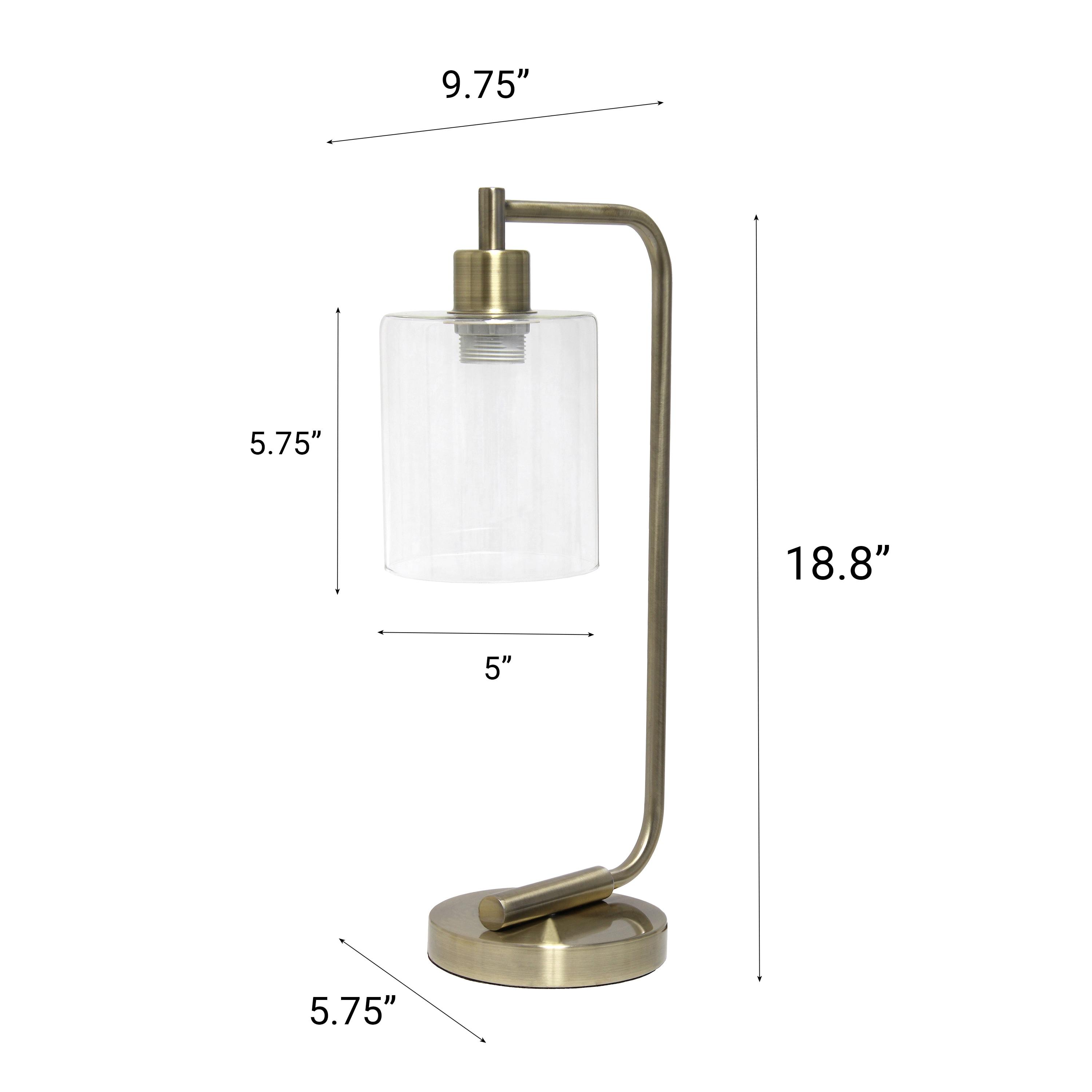 Modern Iron Desk Lamp with USB Port and Glass Shade Antique Brass Finish - Lalia Home: ETL Listed, No Assembly, Edison Bulb Compatible