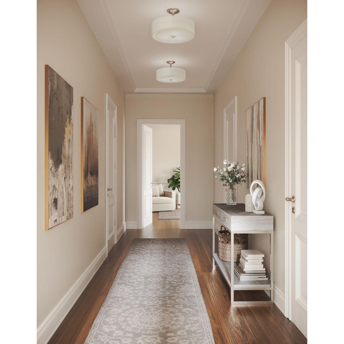 Progress Lighting Inspire 3-Light Semi-Flush Mount, Brushed Nickel, Off-White Linen Shade