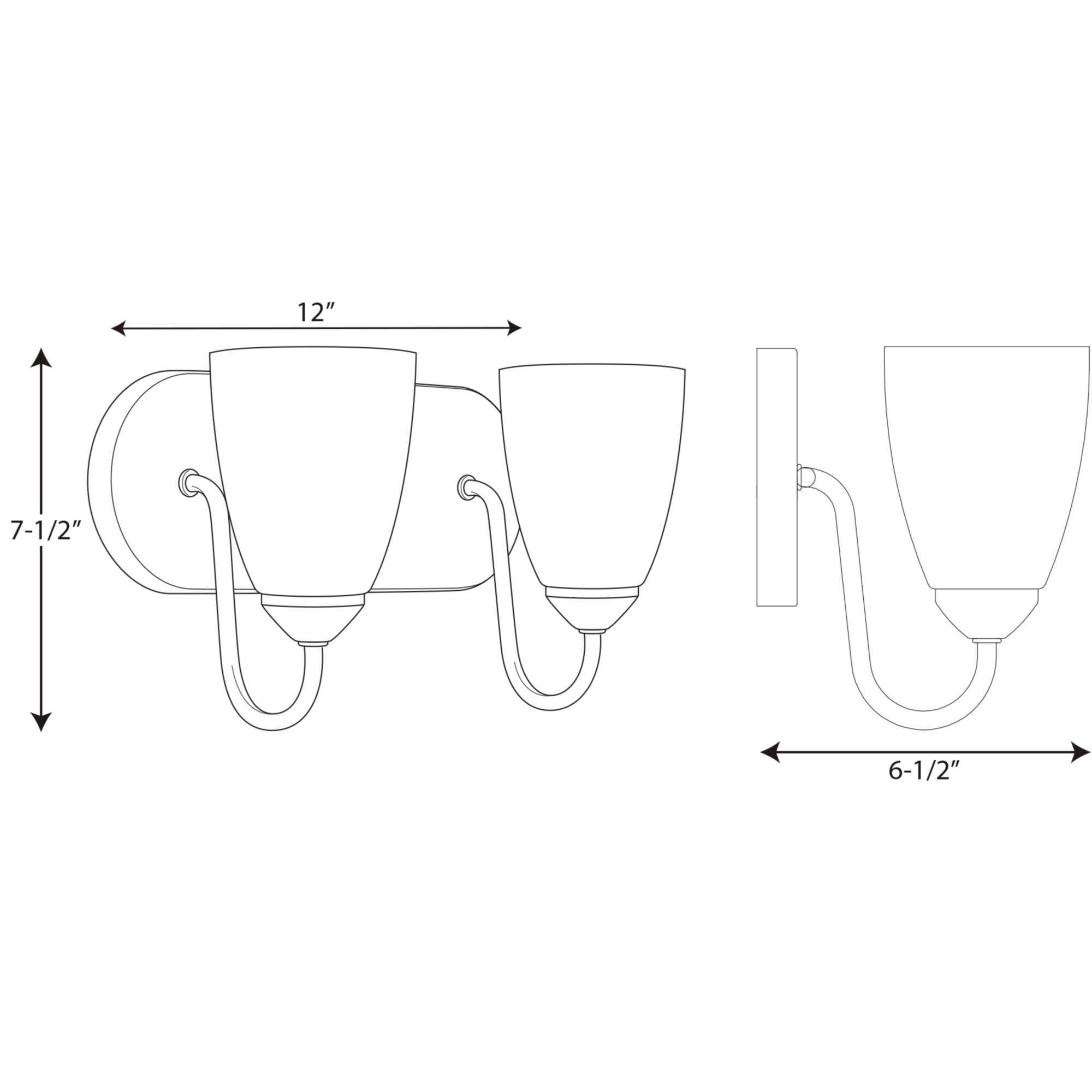 Progress Lighting Gather Collection 2-Light Bath Bracket, Polished Chrome, Etched Glass Shades