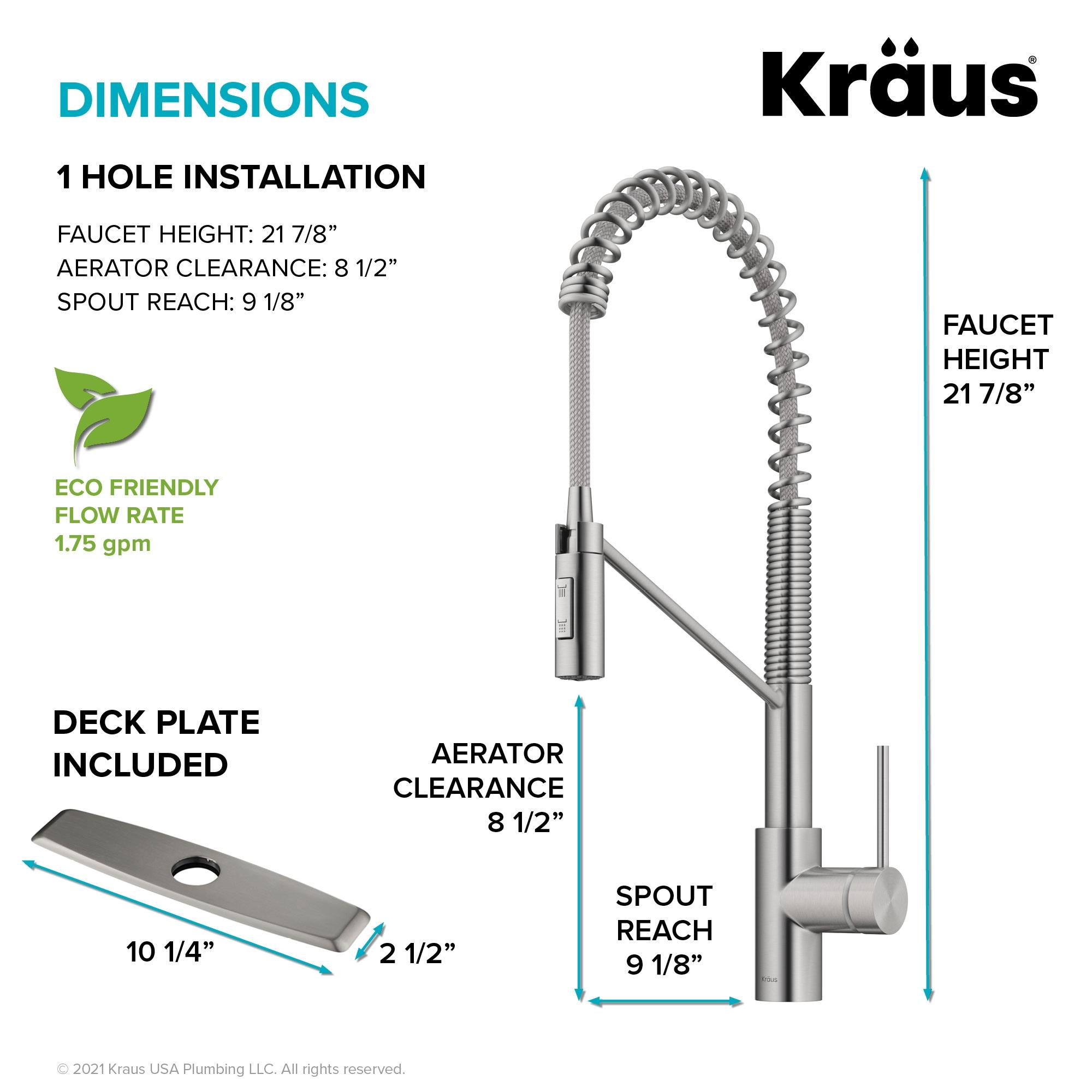 KRAUS Oletto Commercial Style Single Handle Pull Down Kitchen Faucet with QuickDock Top Mount Installation Assembly