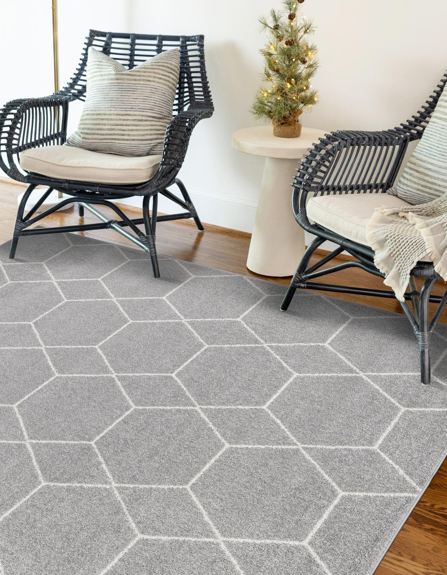 Unique Loom 10' 0 x 13' 0 Trellis Frieze Geometric Light Gray Area Rug