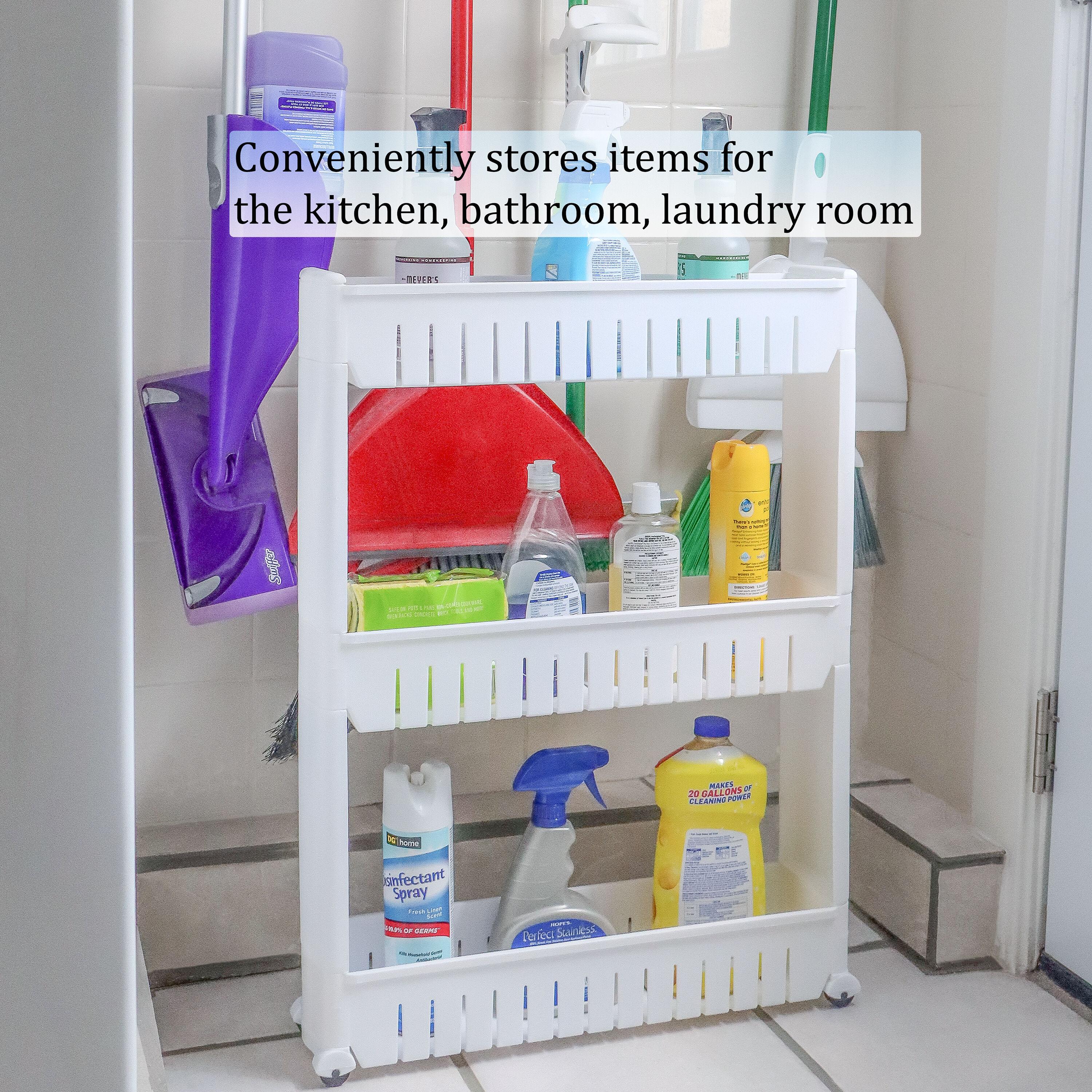 Plastic Free Standing Laundry Cart with Wheels