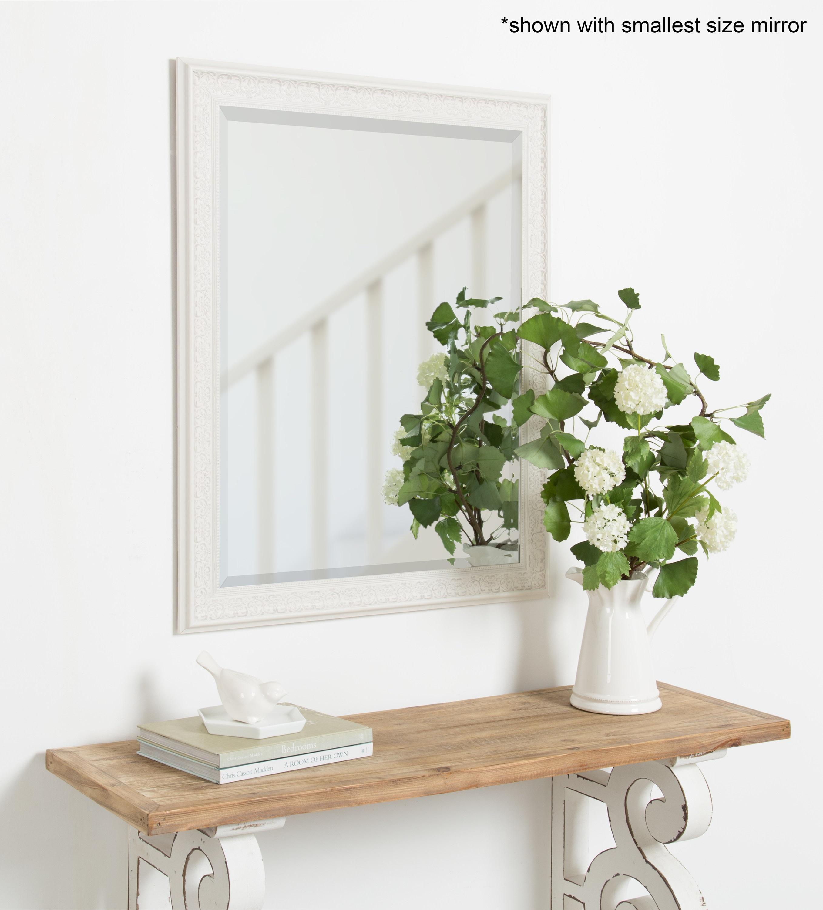 Kate and Laurel - Alysia Decorative Frame Rectangle Wall Mirror, 22.5 x 28.5 White