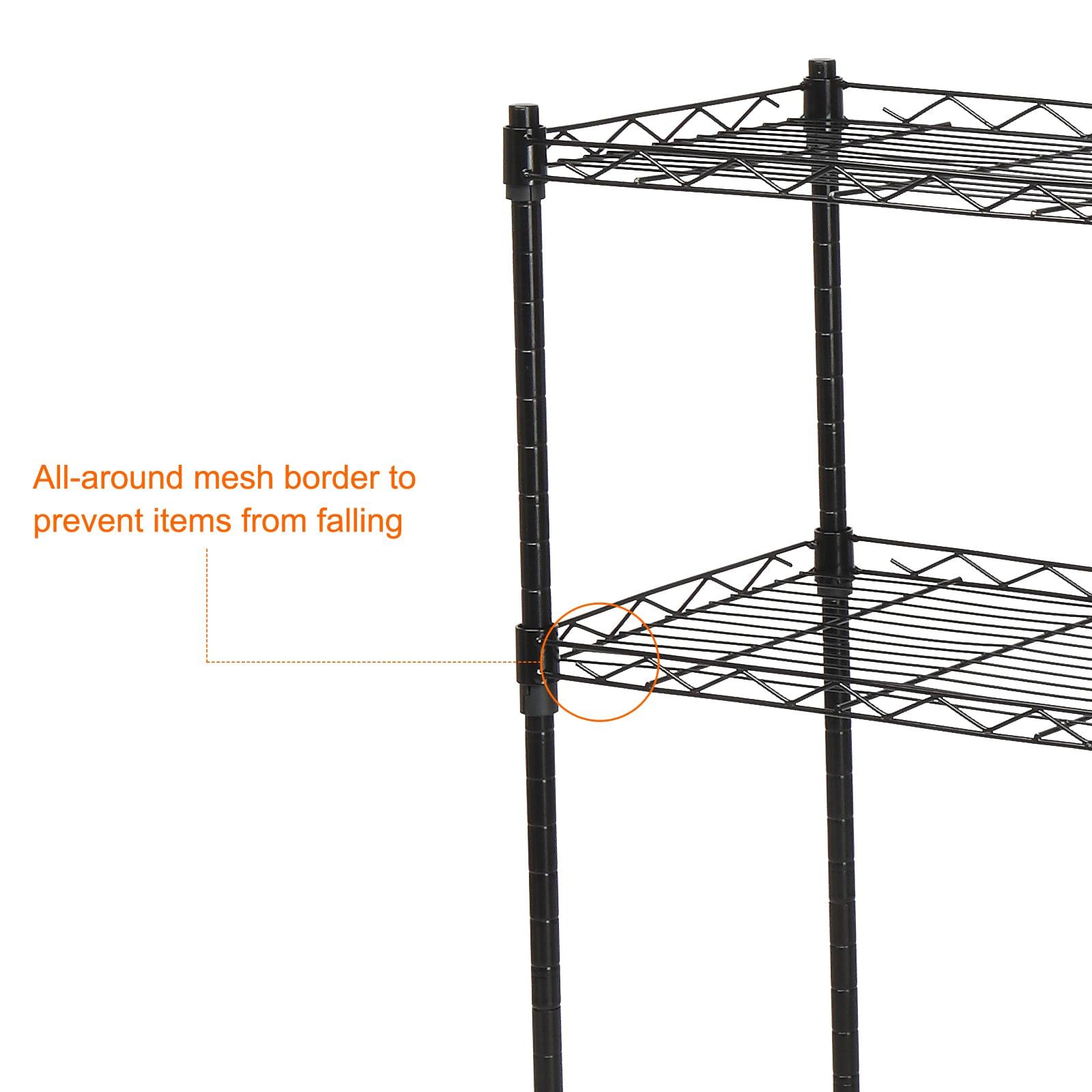 Scheam 5-Tiers Carbon Steel Shelving Units, Kitchen Organizer , Classic Wire Shelving Units, Multi Use Storage Rack for Home Office(Black)