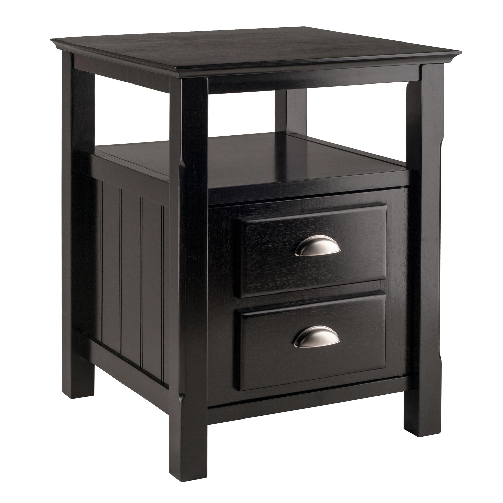 Timber Nightstand Black - Winsome: 2-Shelf Cabinet, Open Storage, Bedroom Furniture