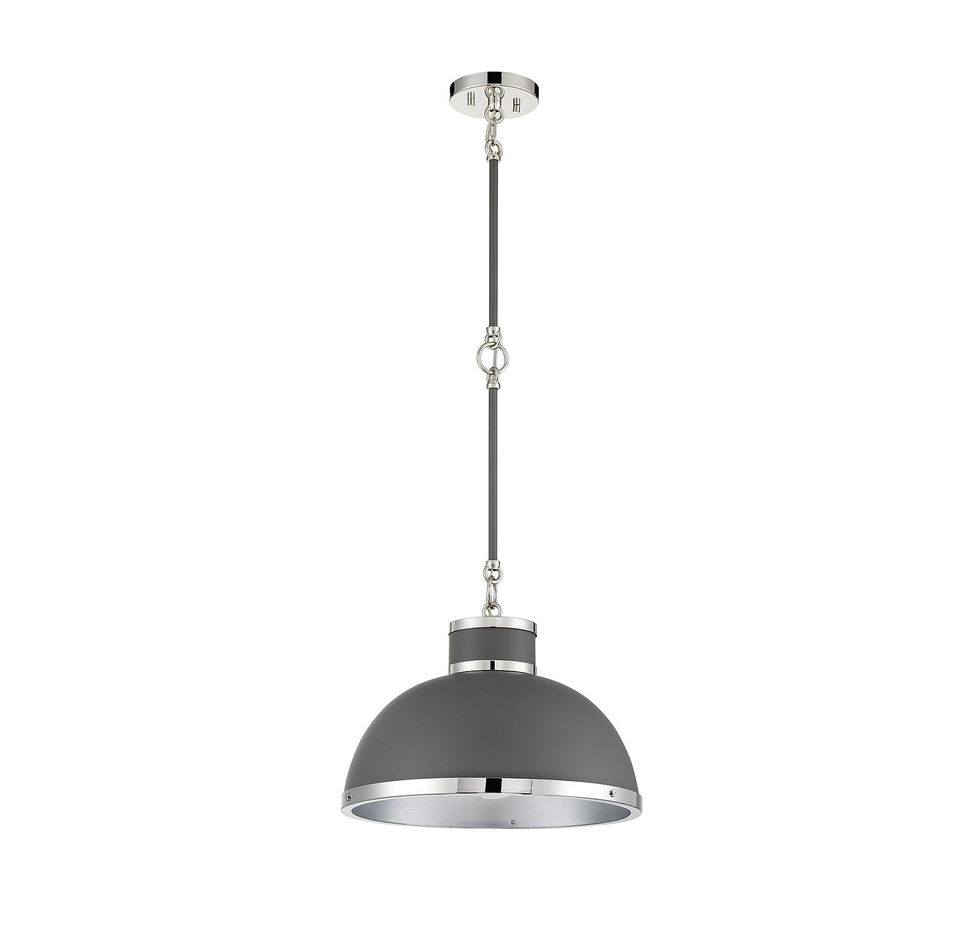 Savoy House Corning 1 - Light Pendant in  Gray/Polished Nickel