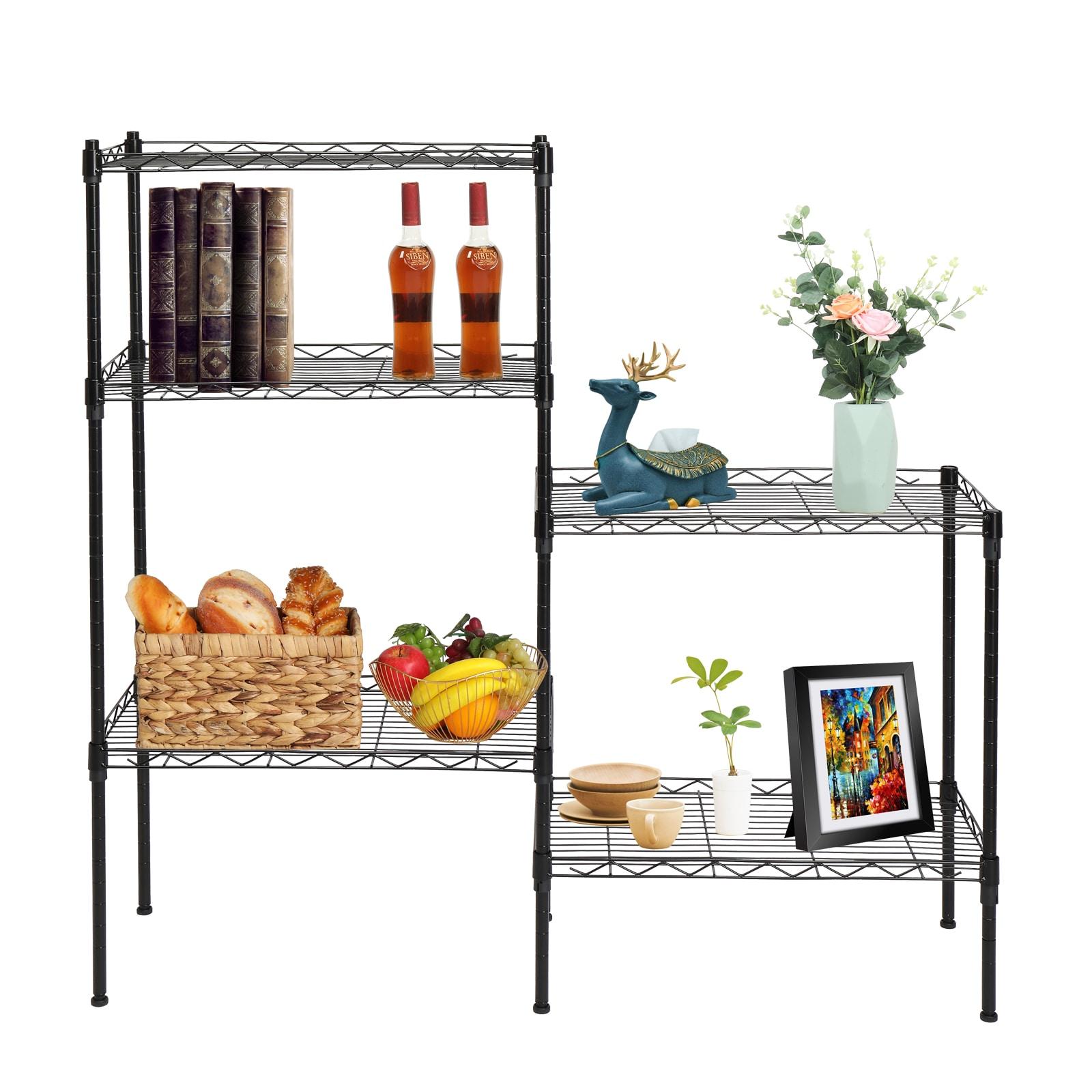 Scheam 5-Tiers Carbon Steel Shelving Units, Kitchen Organizer , Classic Wire Shelving Units, Multi Use Storage Rack for Home Office(Black)