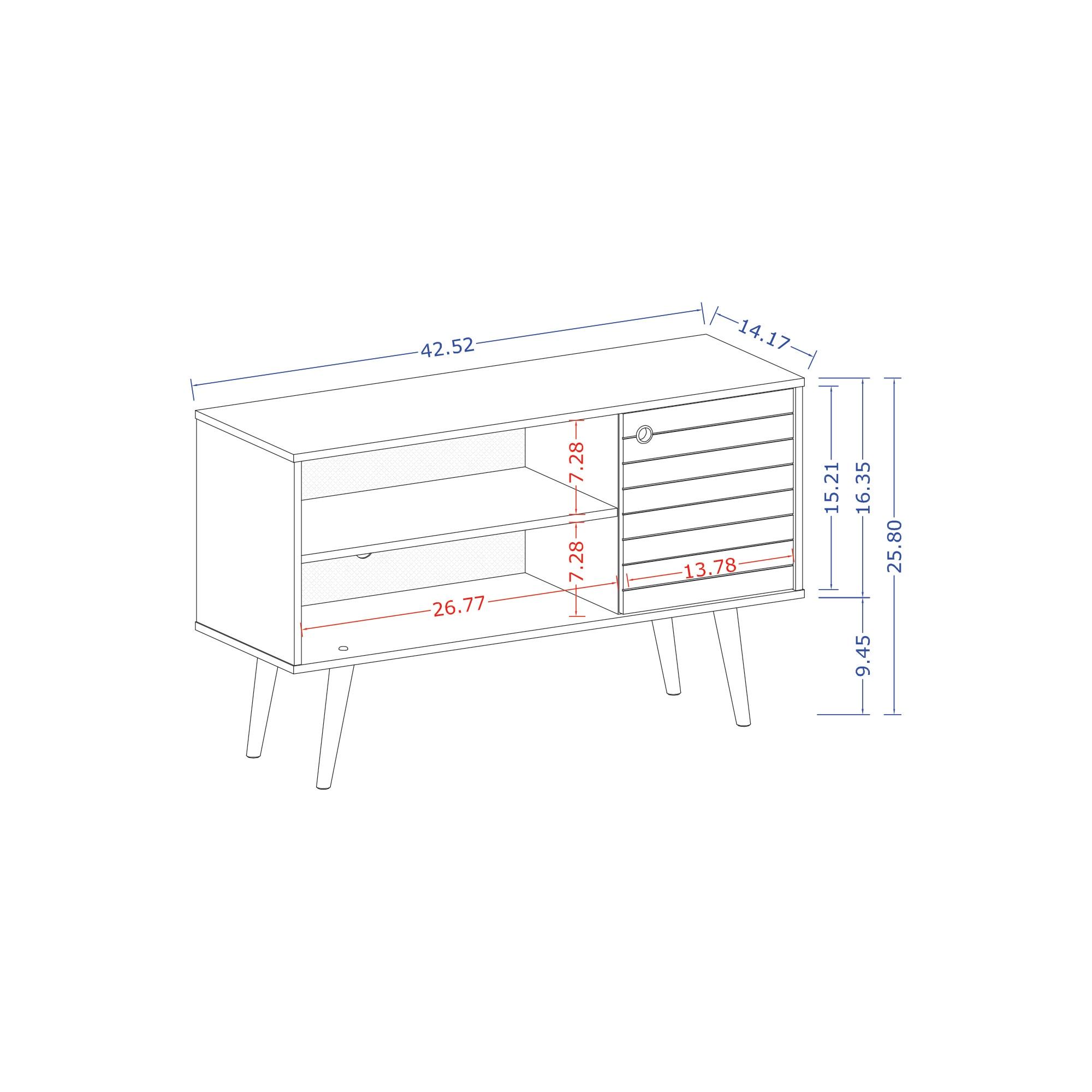 Liberty 42.52" Mid-Century Modern TV Stand with 2 Shelves and 1 Door